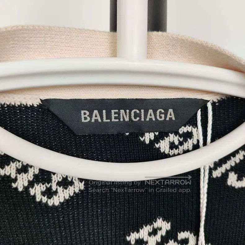 Balenciaga Balenciaga Wool Logo Cardigan White Size US M / EU 48-50 / 2 - 3 Thumbnail