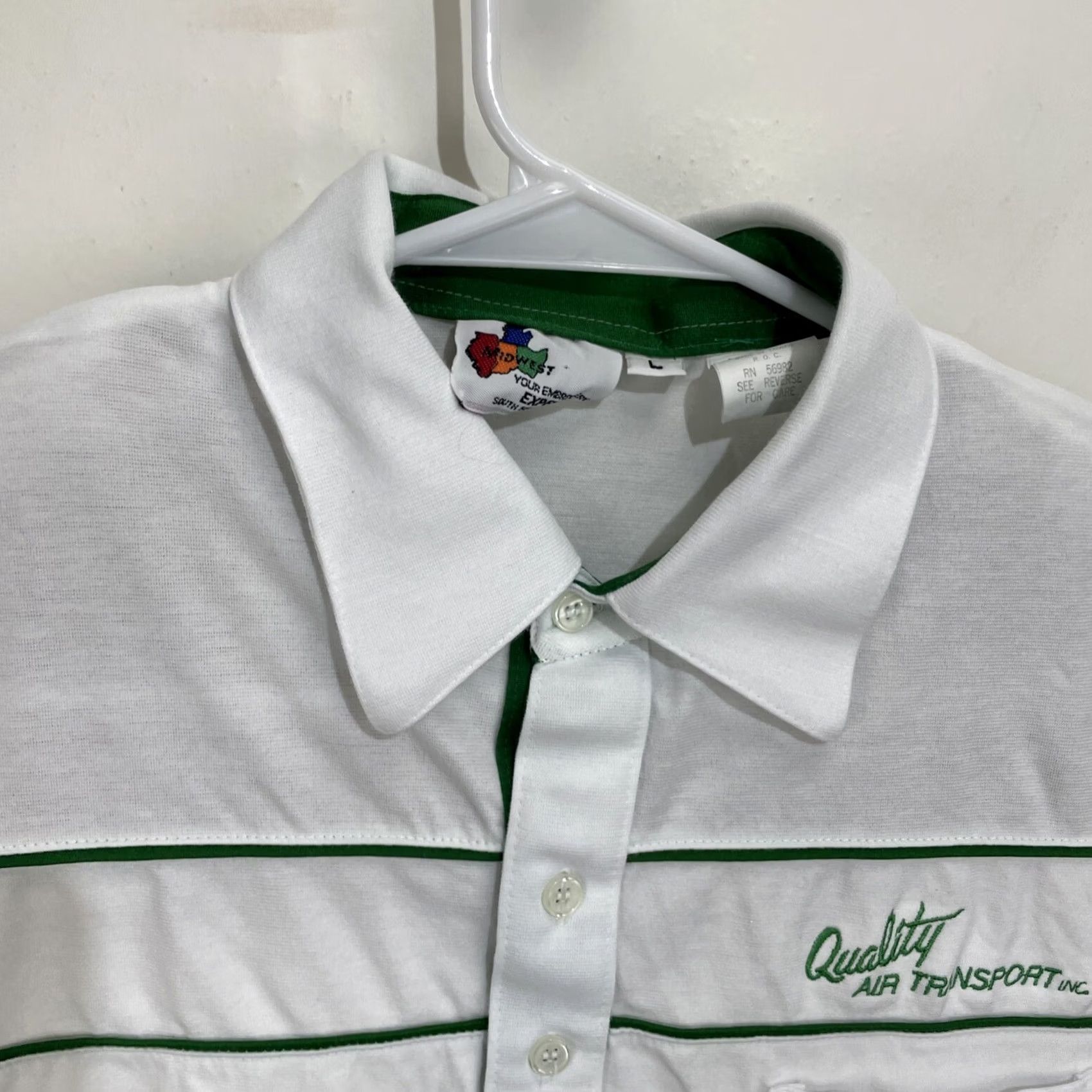 Vintage VINTAGE Midwest Quality Air Transport Polo Shirt Pocket 1/2 Button Large White Size US L / EU 52-54 / 3 - 4 Thumbnail