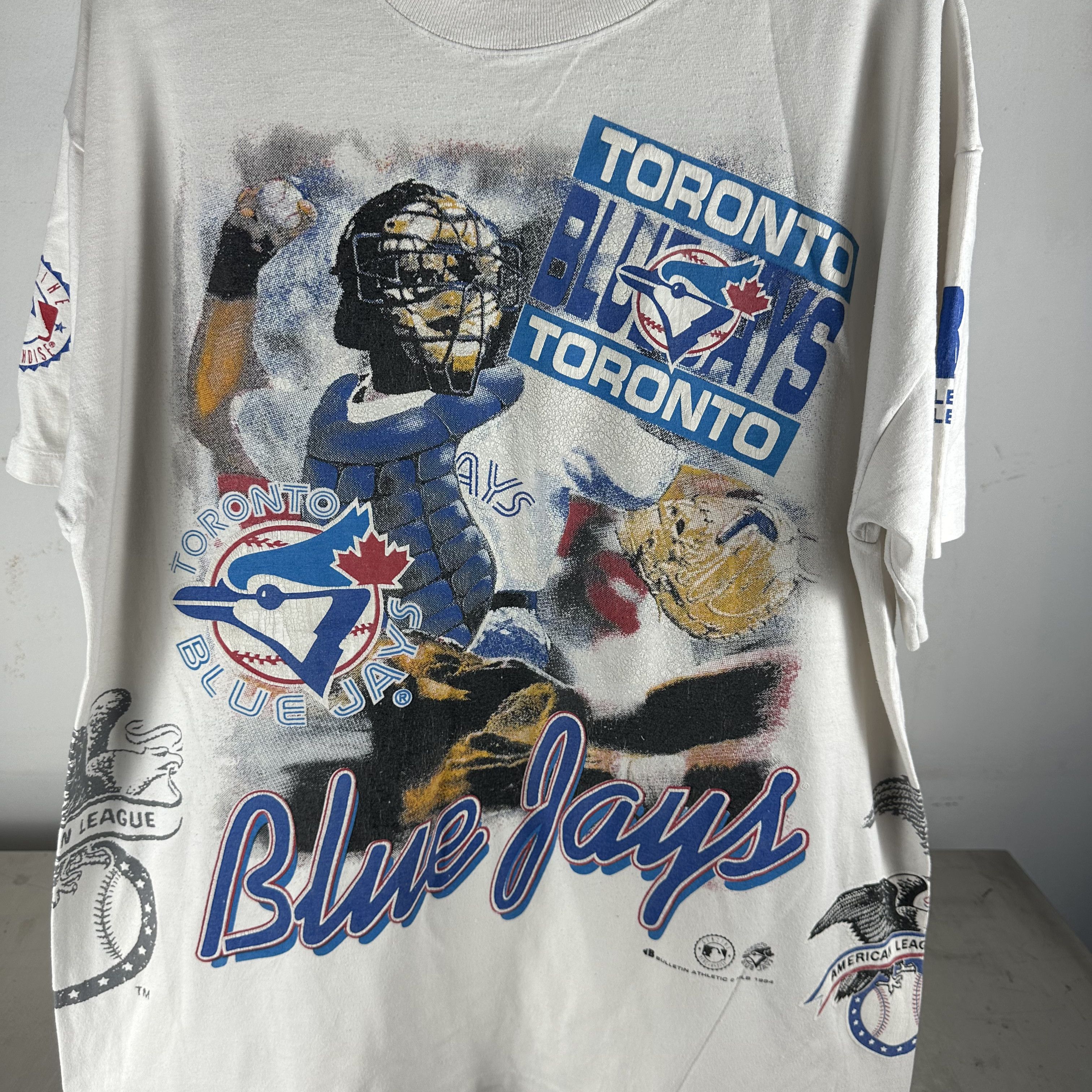 Vintage Vintage 90s Toronto Blue Jays Bulletin Athletic MLB AOP Tee Size US XL / EU 56 / 4 - 2 Thumbnail