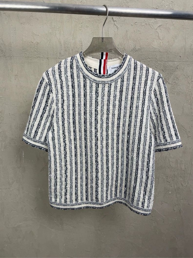 Thom Browne Thom browne Beige gray stripe jacquart silver buckle wool s Size S / US 4 / IT 40 - 2 Thumbnail