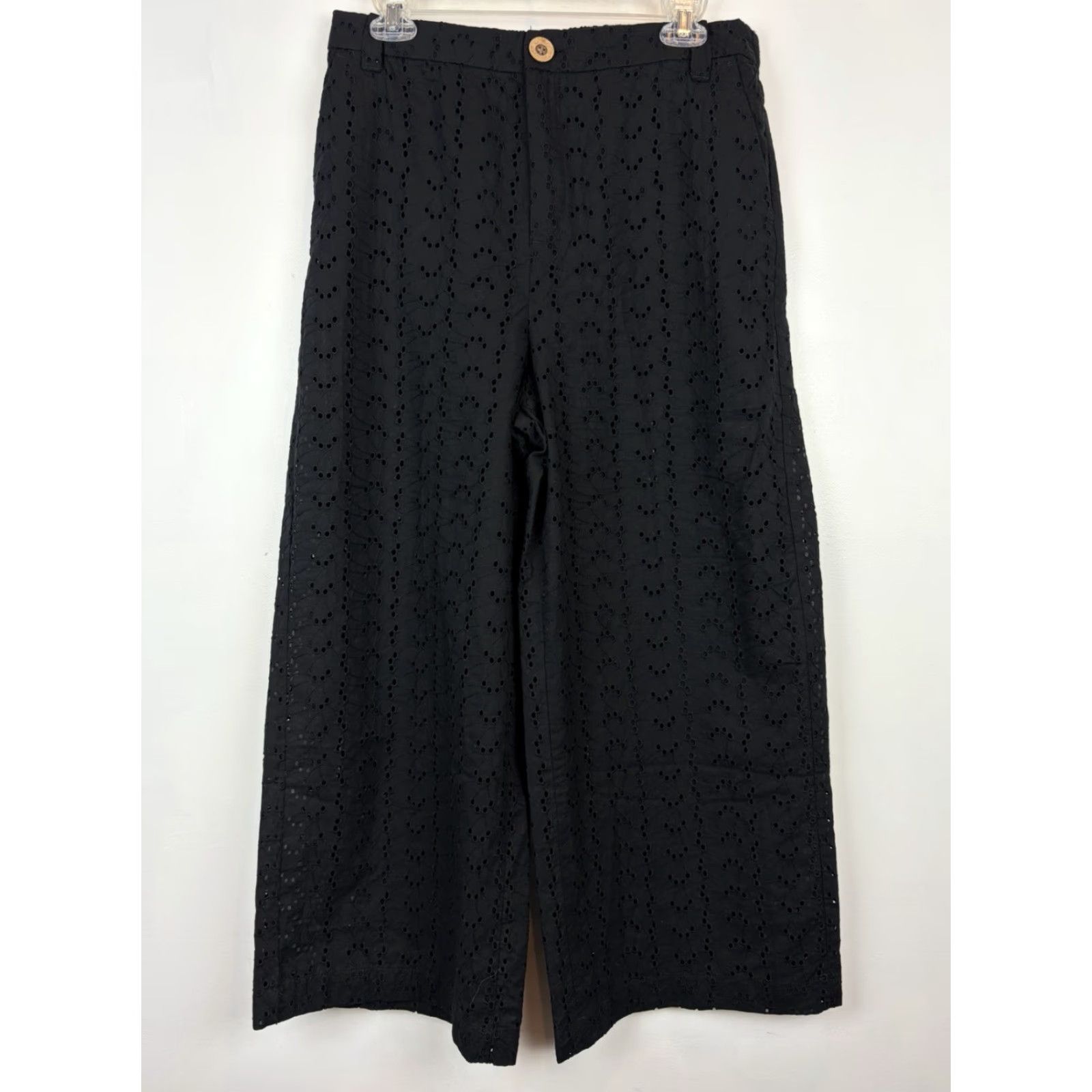 Zara Zara Pants Women Large Wide-Leg Black Cotton Beaded Embroidered Pocket Elastic Waist Dry Casual Beach Vintage No Size 36" / US 14 / IT 50 - 5 Thumbnail