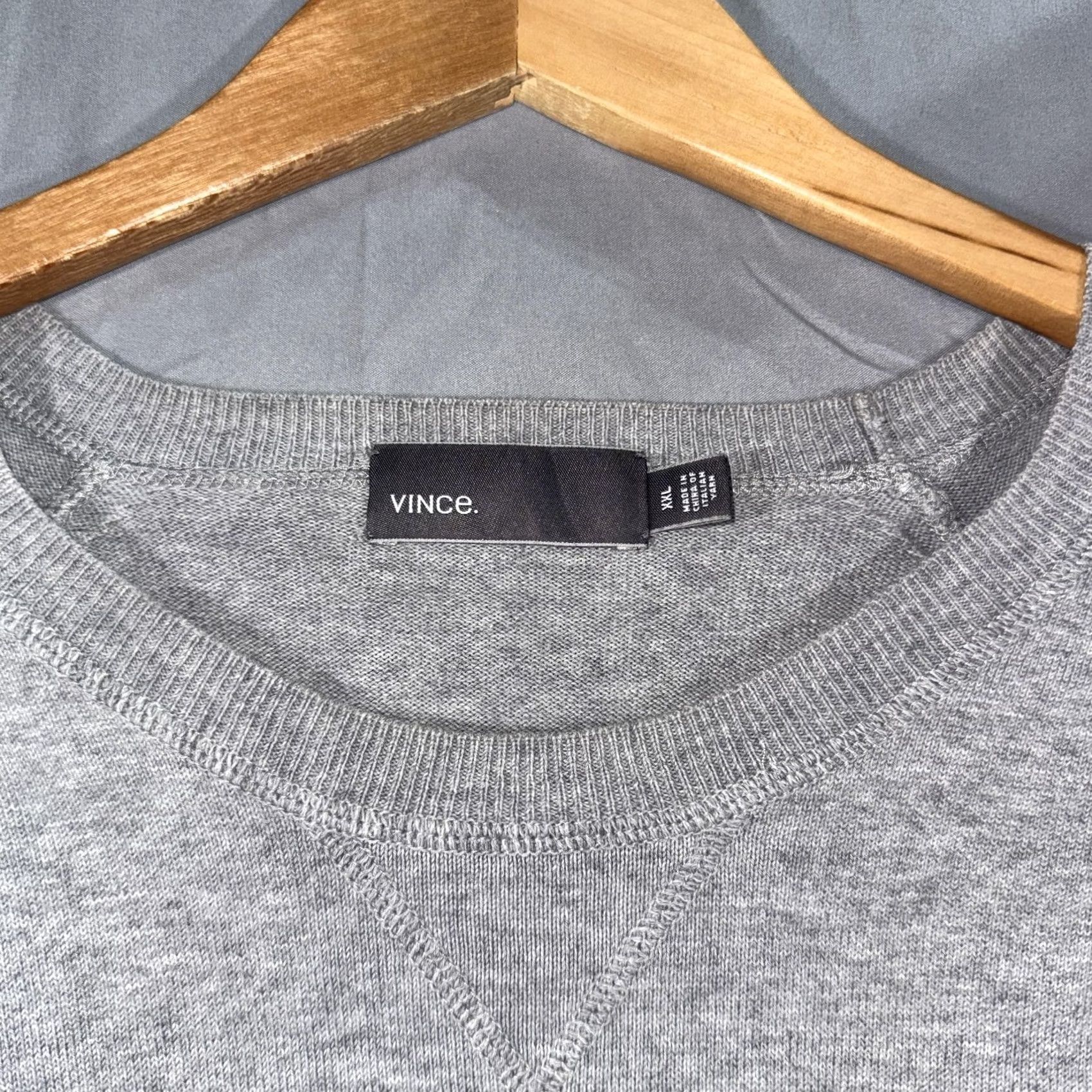 Vince Vince Sweater Mens 2XL Gray 100% Cotton Crewneck Knit Pullover Elbow Patch Long Sleeve Casual Knit Pullover Regular Fit Size US XXL / EU 58 / 5 - 3 Thumbnail