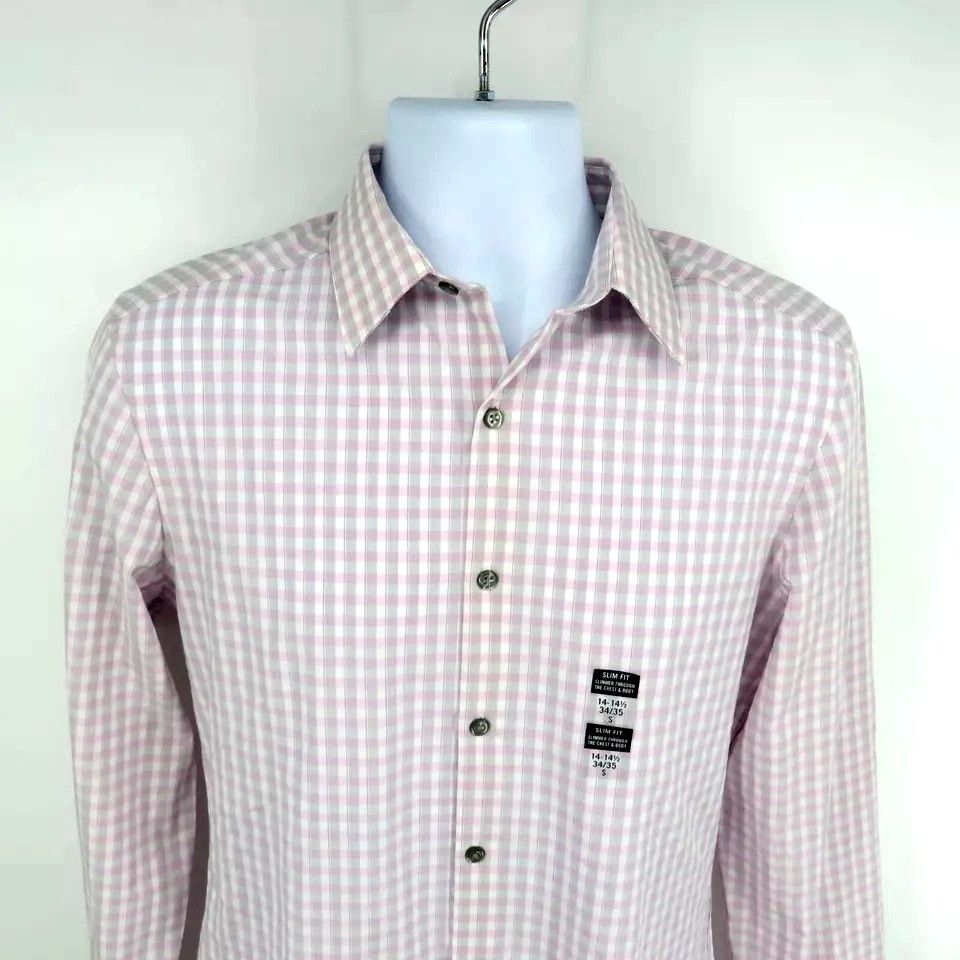 Van Heusen Van Heusen Mens Small Pink Gingham Check Button-Up Shirt NWT Size US S / EU 44-46 / 1 - 3 Thumbnail