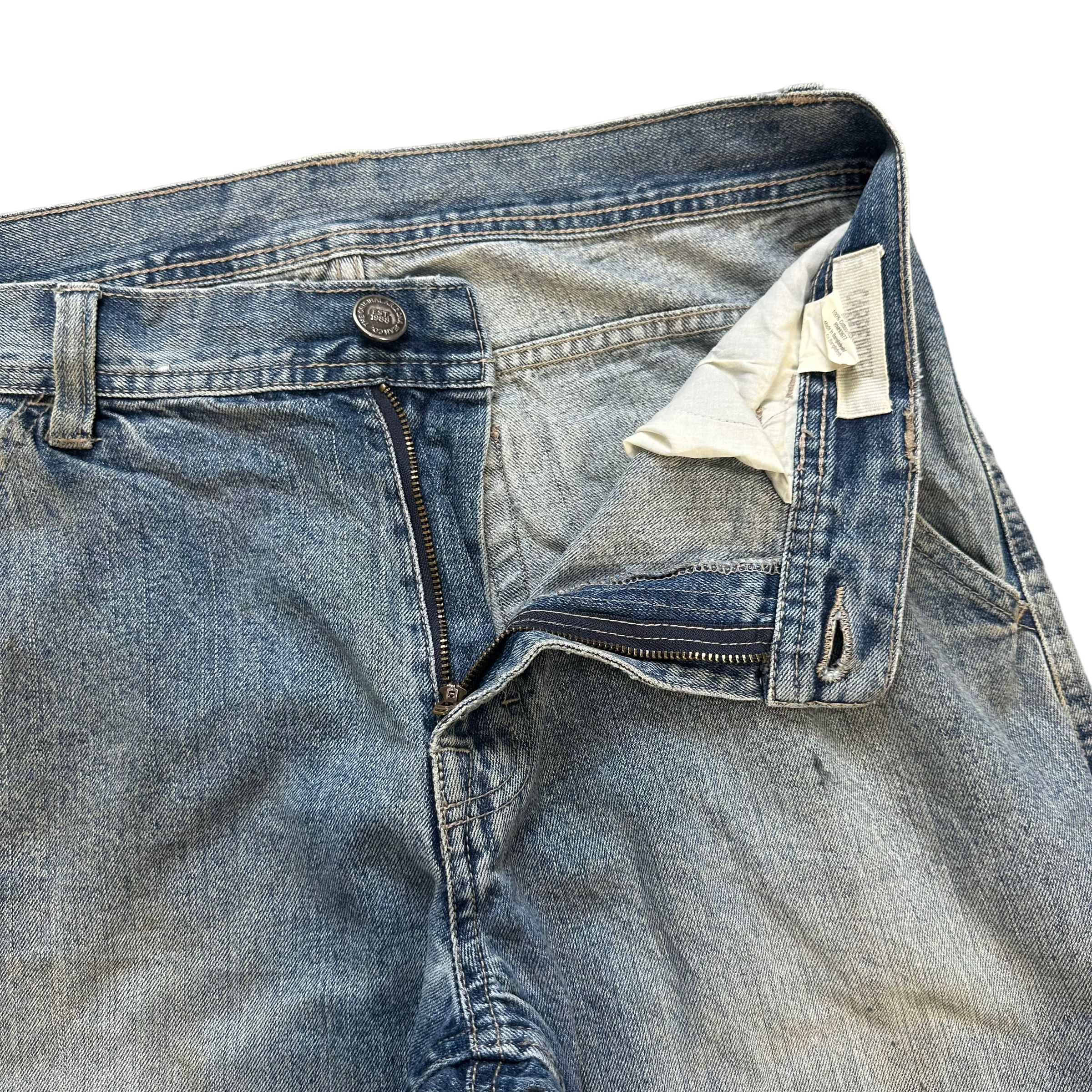 Vintage TRASHED🔥 CARPENTER LIGHT WASH DENIM PANTS #7456-147 Size US 33 - 7 Thumbnail