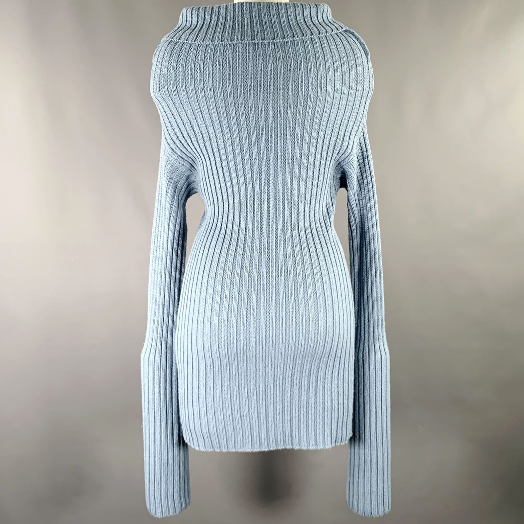 Dolce & Gabbana DOLCE & GABBANA Blue Ribbed Turtleneck Sweater Women Size 6 Size M / US 6-8 / IT 42-44 - 4 Thumbnail