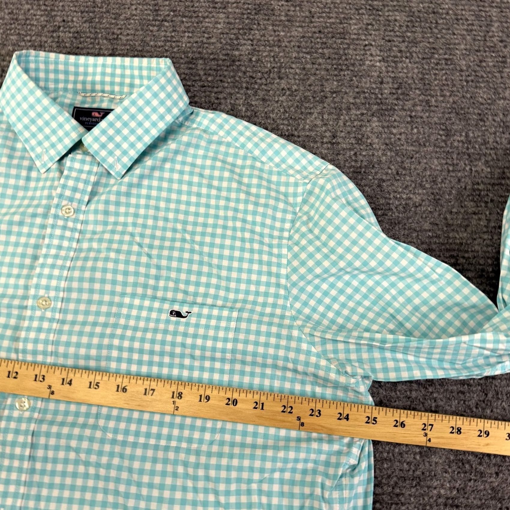 Vineyard Vines Vineyard Vines Performance Long Sleeve Shirt, XL, Blue Check, Stretch, Button-Up, Mens Size US XL / EU 56 / 4 - 7 Thumbnail