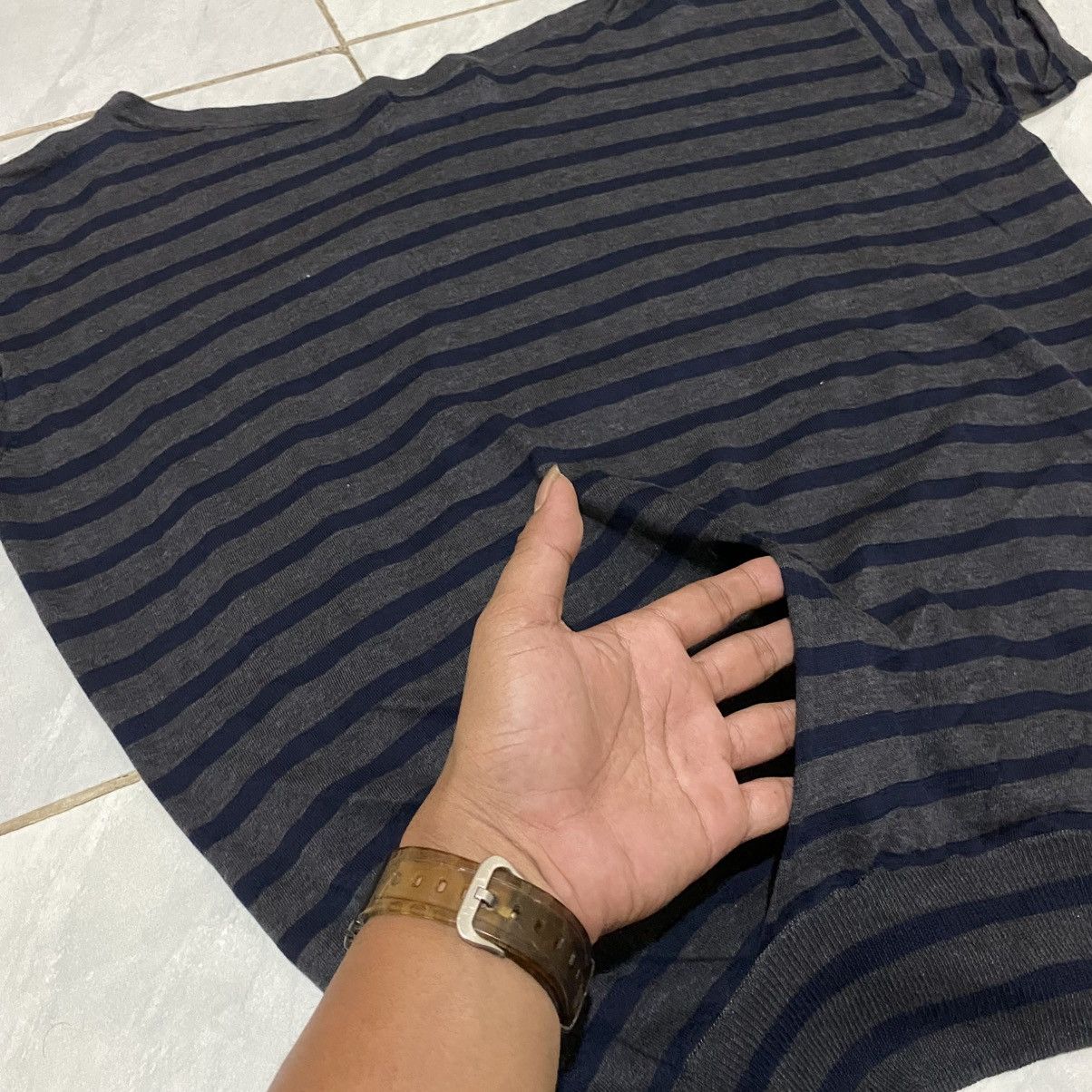 Zucca Zucca by Issey Miyake Pocket Stripe Pleated Knit Tee Size M / US 6-8 / IT 42-44 - 8 Thumbnail