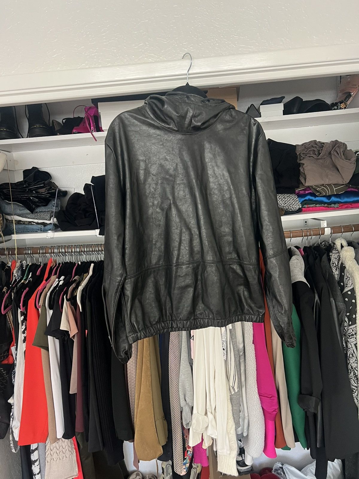 MSGM MSGM Faux leather black hoodie pullover sweatshirt 46 XS Size L / US 10 / IT 46 - 5 Thumbnail
