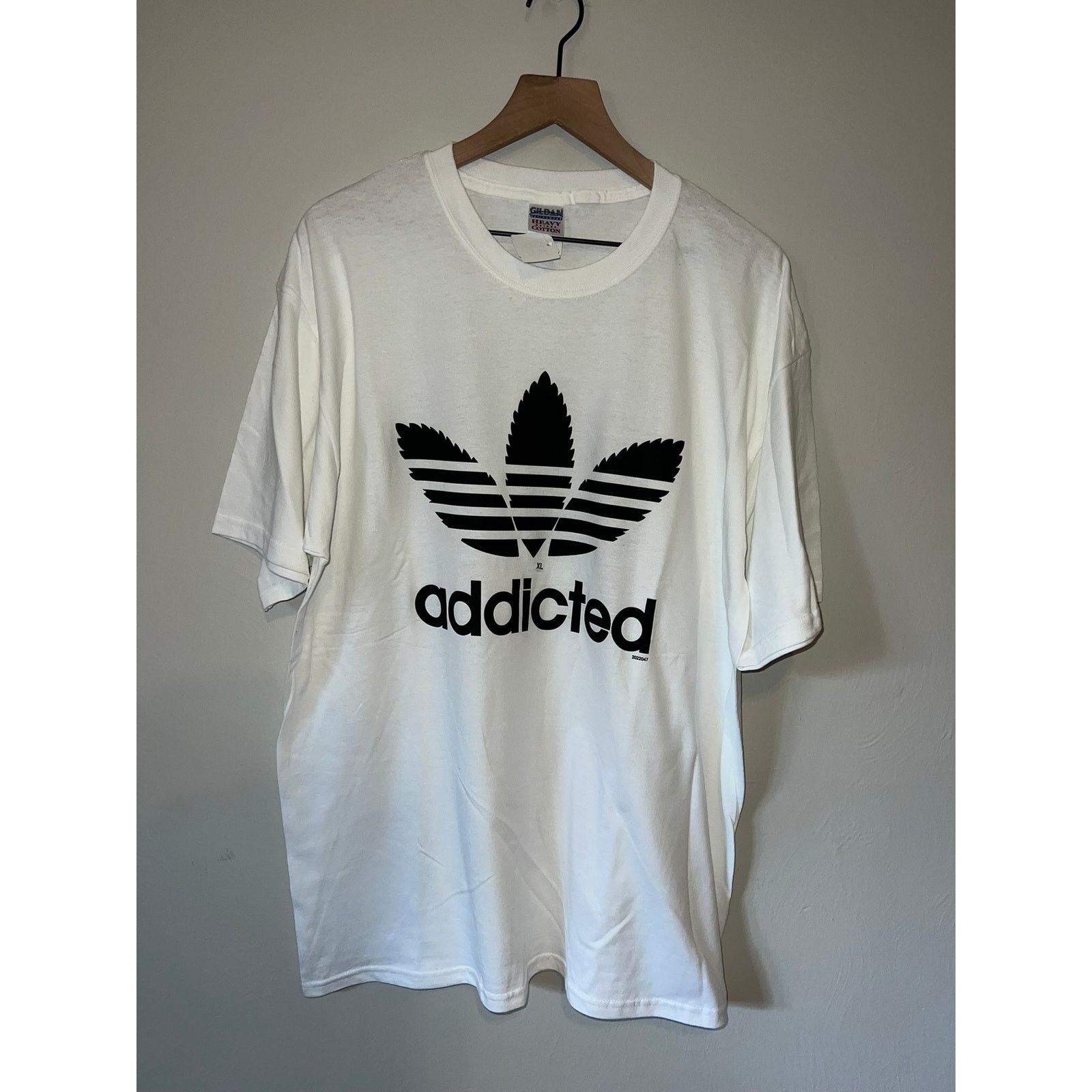 Gildan Y2K Addicted Adidas Weed Marijuana Smoke White Shirt 2000s M Size US XL / EU 56 / 4 - 1 Thumbnail