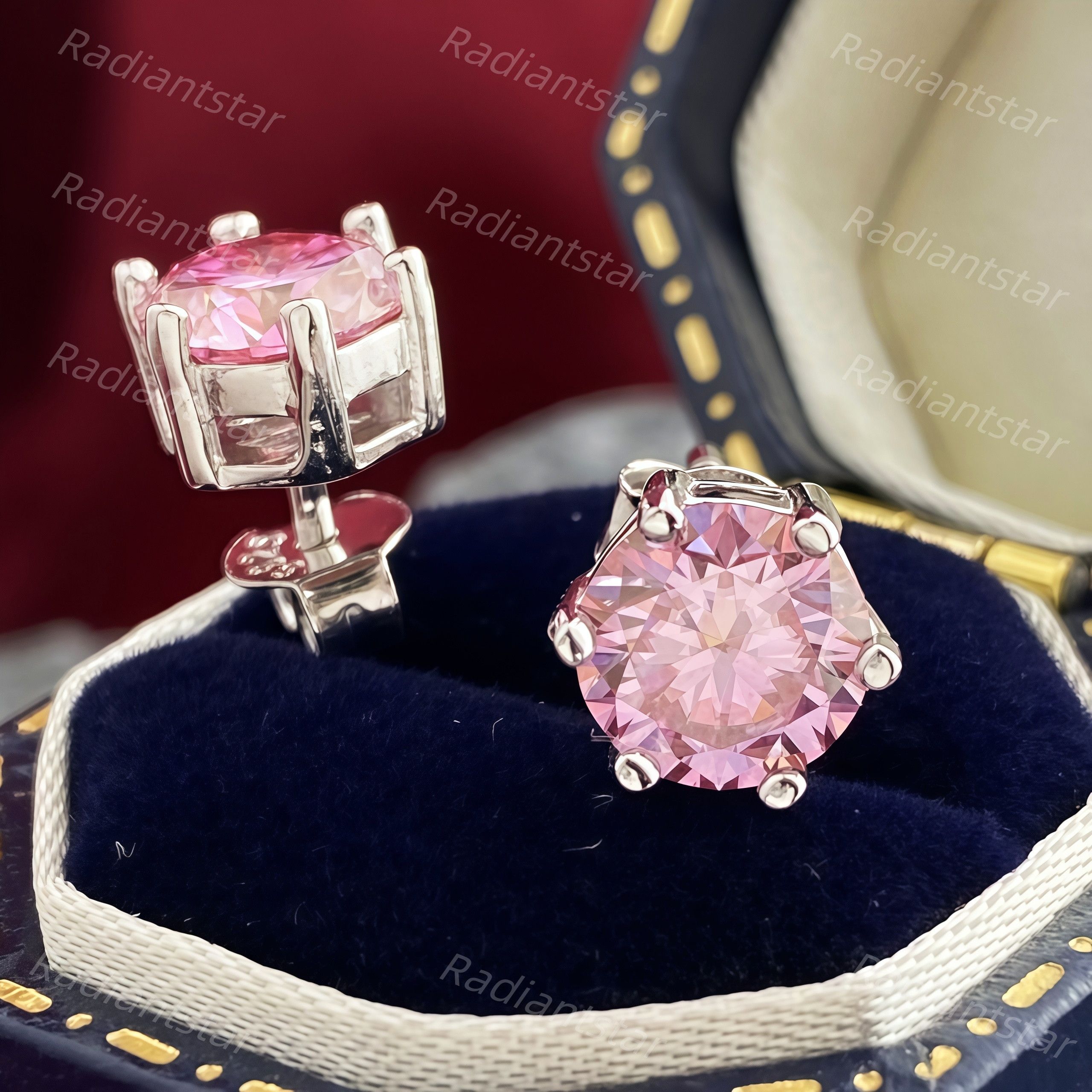 Other NEW 2ct. Pink Moissanite 6 Prone Solitaire Stud Earrings Size ONE SIZE - 1 Thumbnail