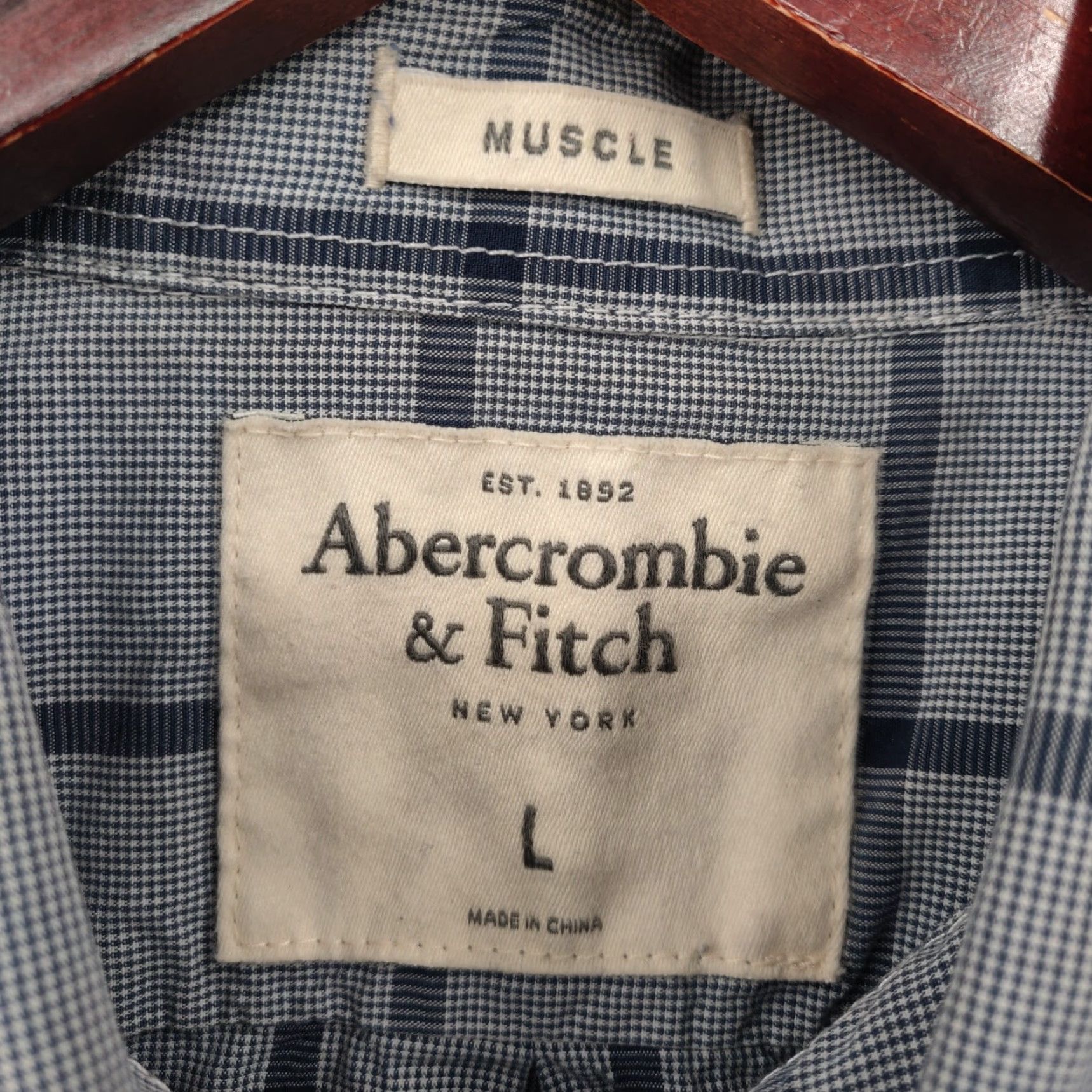 Abercrombie & Fitch Abercrombie & Fitch Muscle Shirt Mens Large Blue Plaid Button-Up Long Sleeve Casual Shirt Size US L / EU 52-54 / 3 - 6 Thumbnail