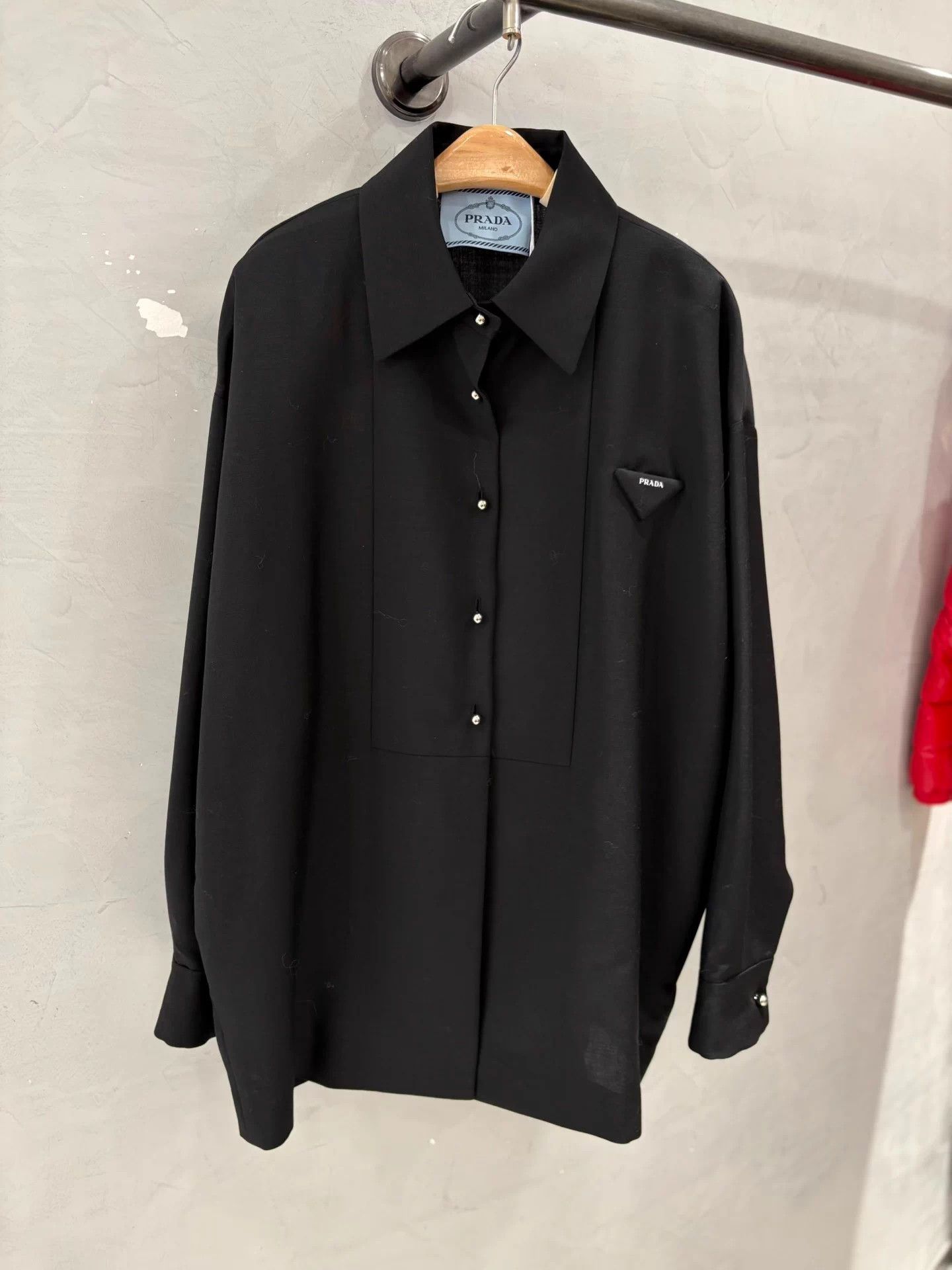 Prada Prada Black Oversized Wool Shirt Jacket Deadstock Size S / US 4 / IT 40 - 1 Thumbnail