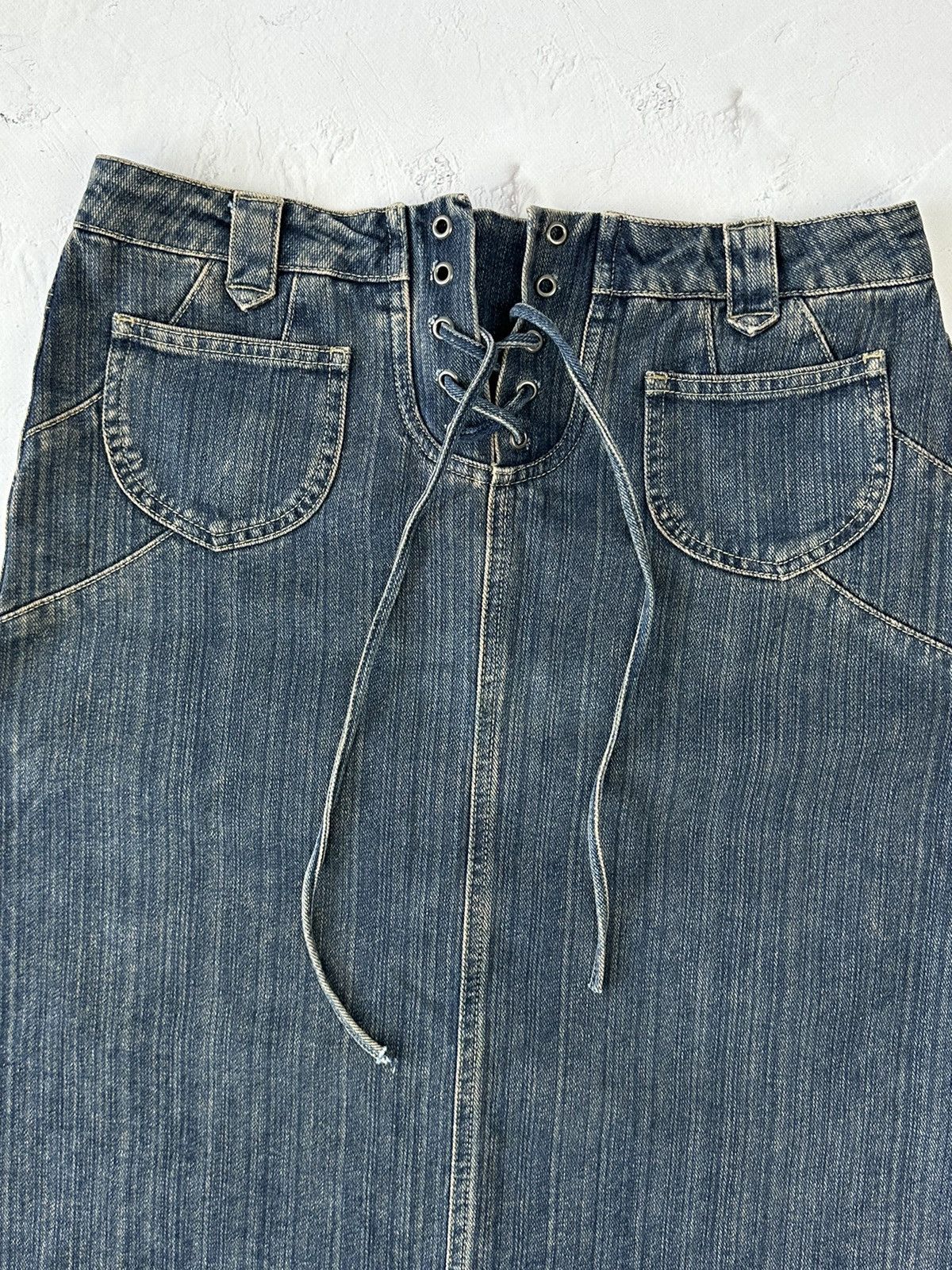 Japanese Brand × Vintage Vintage Washed Denim Skirt Size 34" / US 12 / IT 48 - 2 Thumbnail