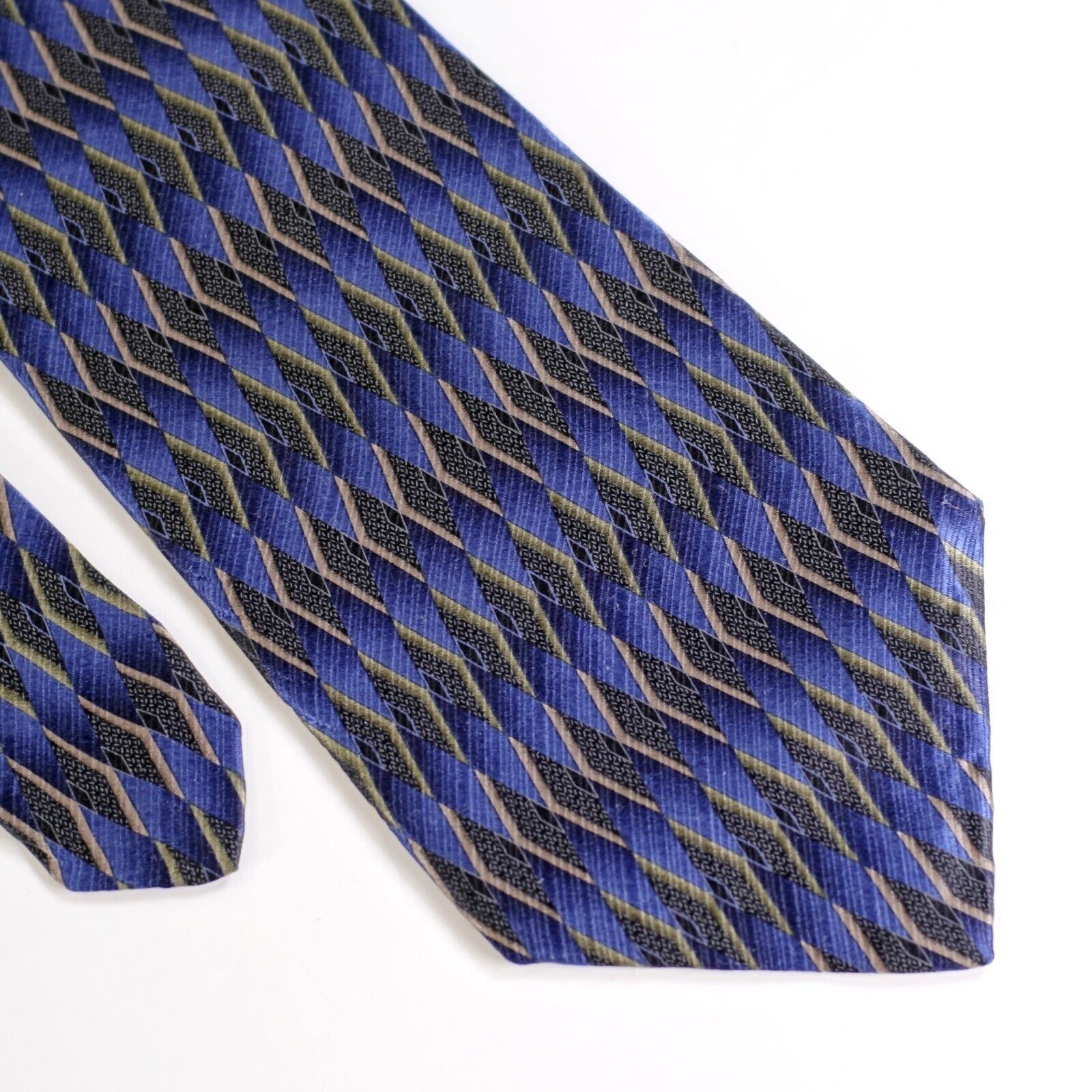 Roundtree & Yorke Roundtree & Yorke Blue Green Abstract Print Wide Silk Tie Ha Size ONE SIZE - 1 Thumbnail