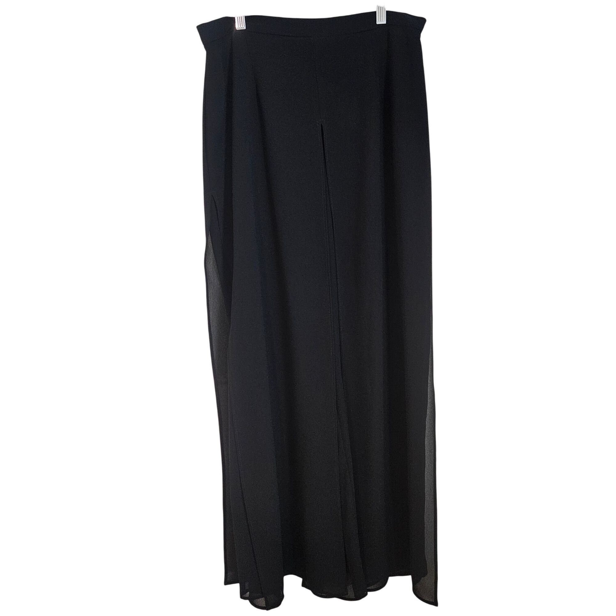 Other J.R. Nites Womens Black Wide-Leg Sheer Overlay Pants 14 Cock Size 36" / US 14 / IT 50 - 3 Thumbnail