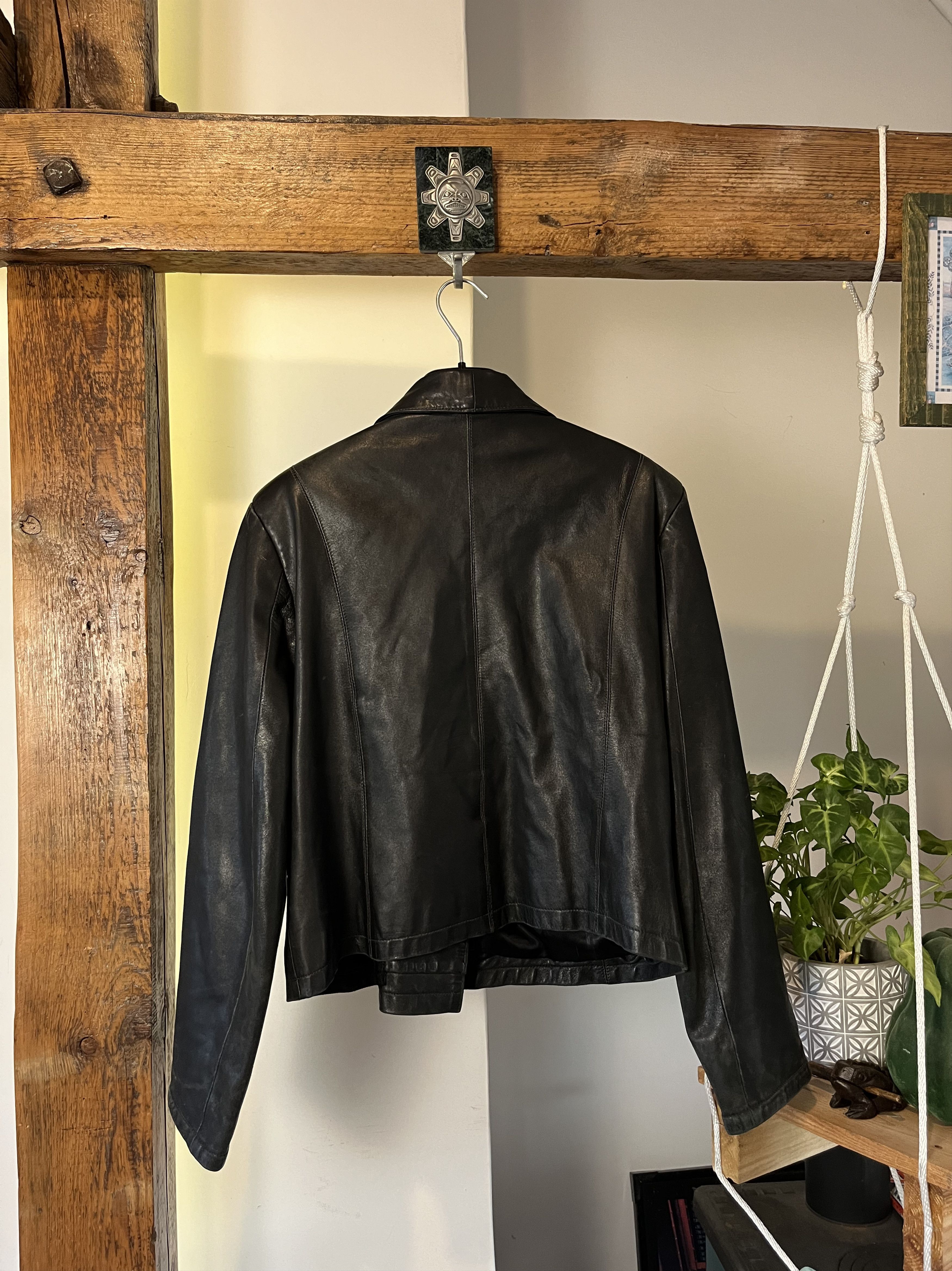 Vintage 90s Real Lambs Leather Biker Jacket Size S / US 4 / IT 40 - 2 Thumbnail