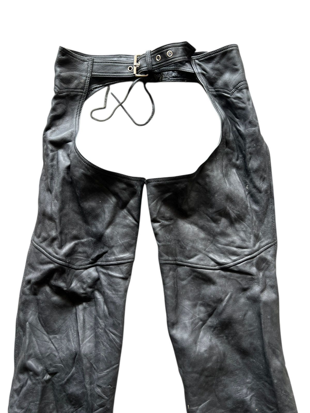 ICON Motorsports black genuine leather motorcycle chaps (Size 32-36) Size US 34 / EU 50 - 3 Thumbnail