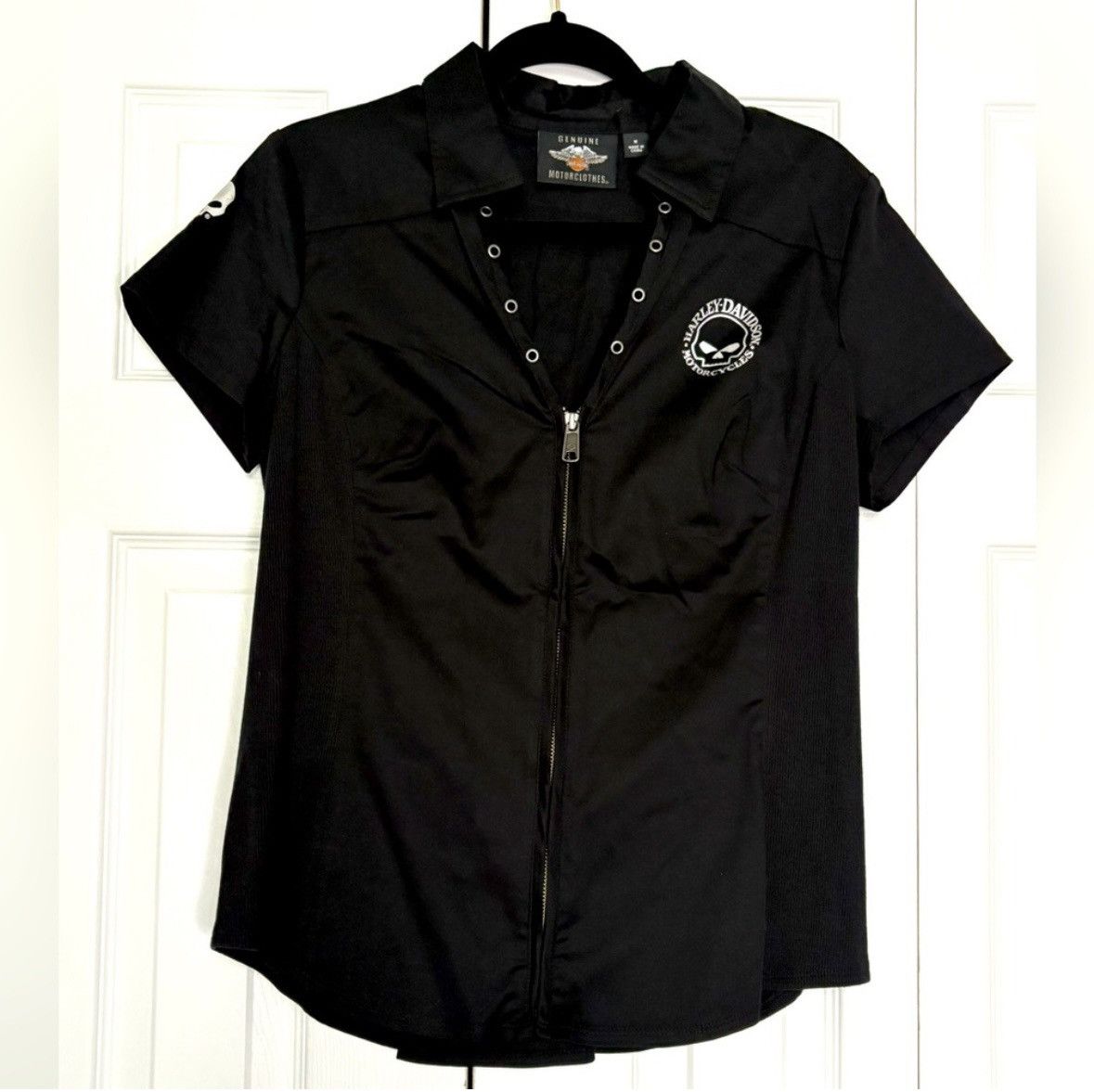 Harley Davidson Harley-Davidson Skull Zip Front Black Short Sleeve Shirt Size M / US 6-8 / IT 42-44 - 1 Thumbnail