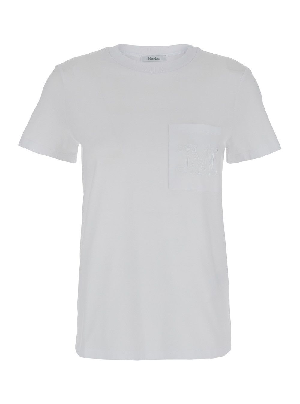 White T-shirt with Pocket with Logo in Cotton Woman