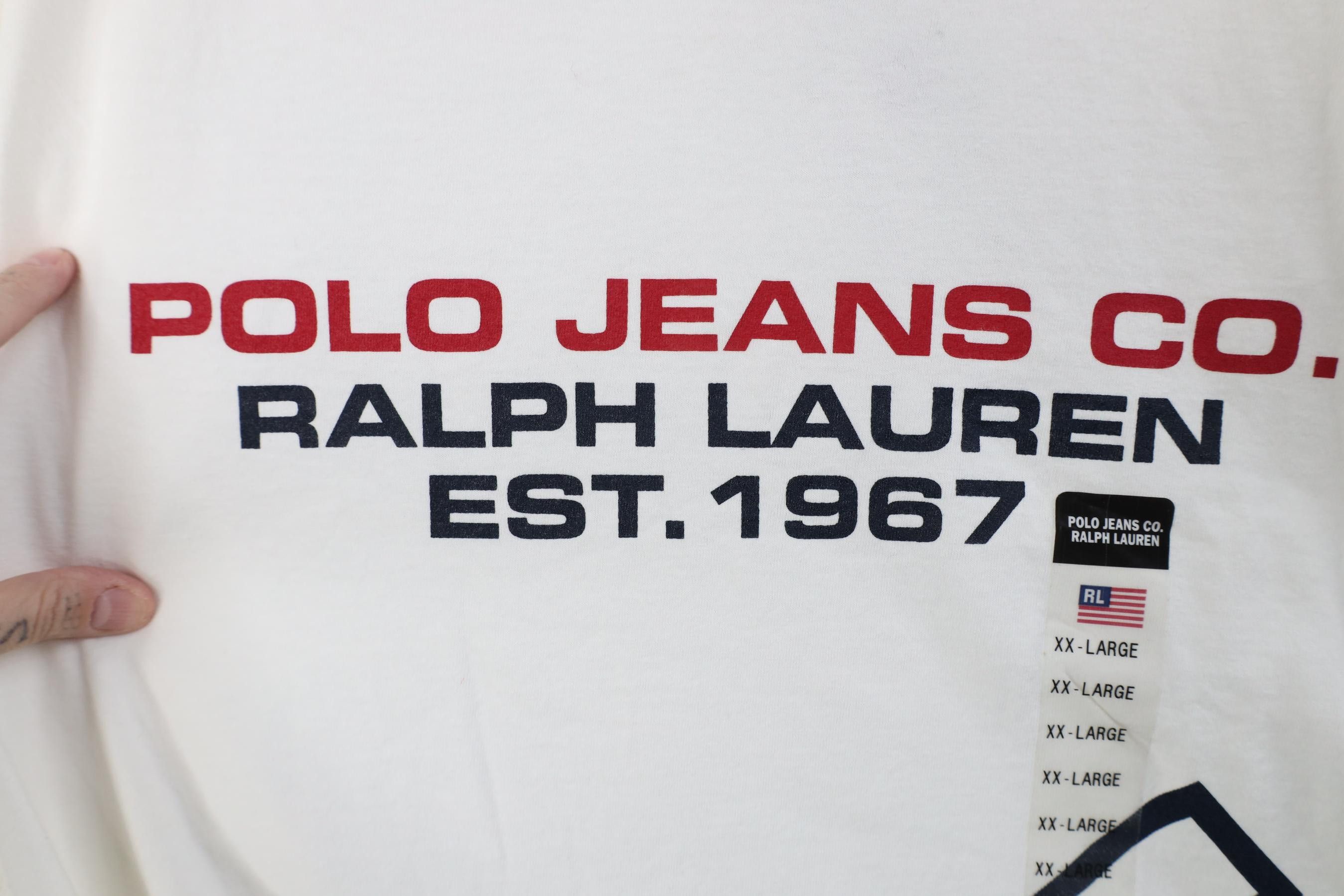 Polo Ralph Lauren Deadstock Vintage 90s Ralph Lauren Monogram Jumbo T-Shirt Size US XXL / EU 58 / 5 - 8 Thumbnail