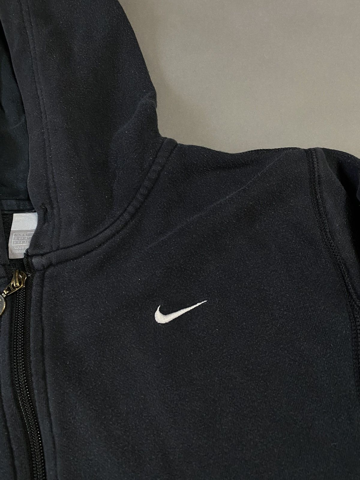 Nike × Vintage Nike vintage black zip hoodie small swoosh 2000s Size L / US 10 / IT 46 - 2 Thumbnail