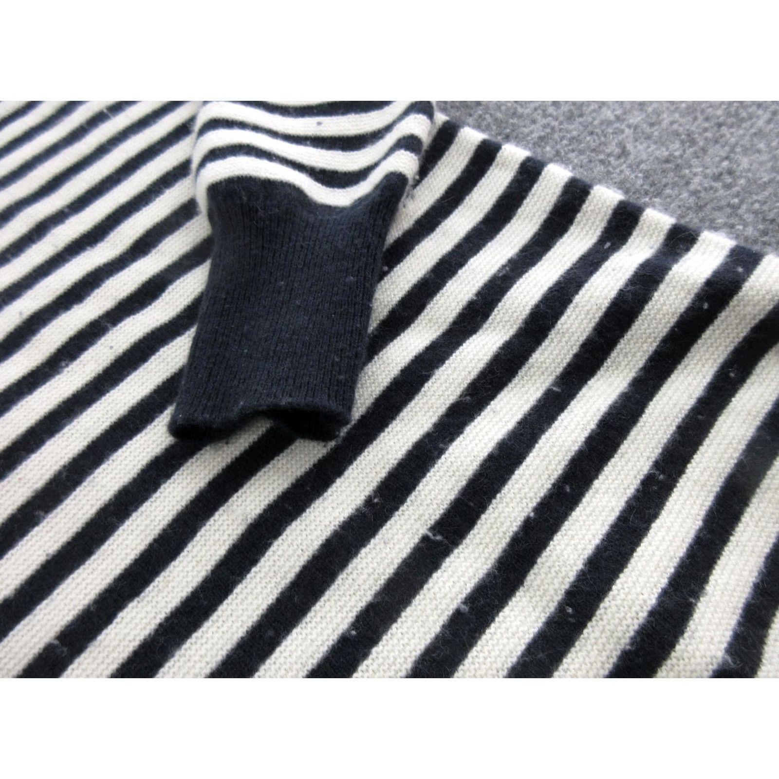 J.Crew J.CREW Sweater Womens S Black 100% Cashmere Crewneck Striped Knit Pullover Size S / US 4 / IT 40 - 4 Thumbnail