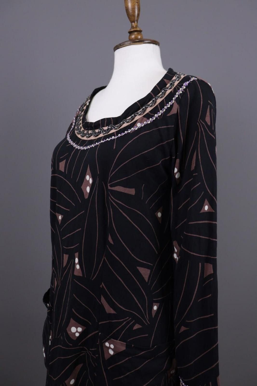 Marimekko Marimekko Black Long Sleeve Floral Lenght Dress Size M Size M / US 6-8 / IT 42-44 - 6 Thumbnail