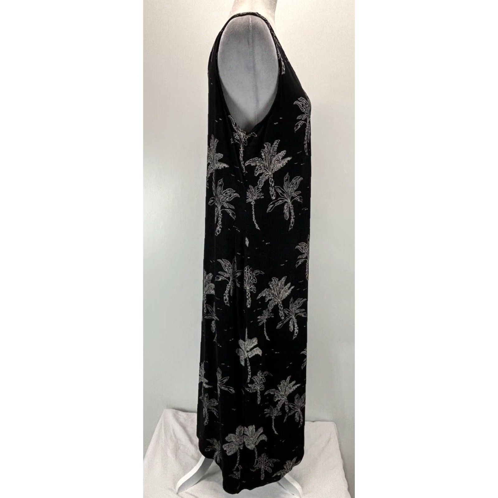 J. Jill J. Jill Tropical Tank Dress Black Palm Print Rayon Knit Stretchy Womens M Size M / US 6-8 / IT 42-44 - 4 Thumbnail