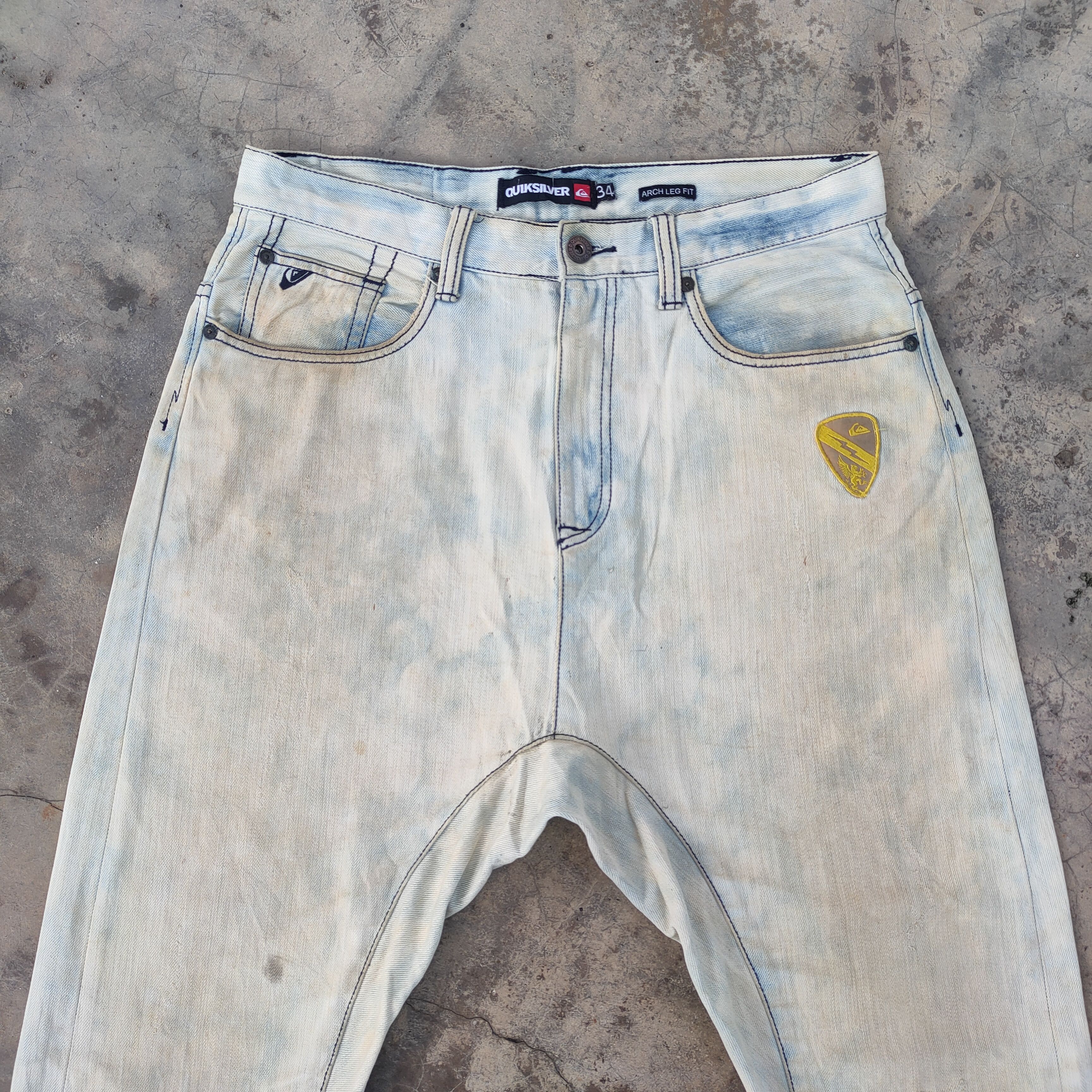 Quiksilver VINTAGE QUICKSILVER RUSTY WHITE YELLOW FADED DENIM JEANS Size US 36 / EU 52 - 2 Thumbnail