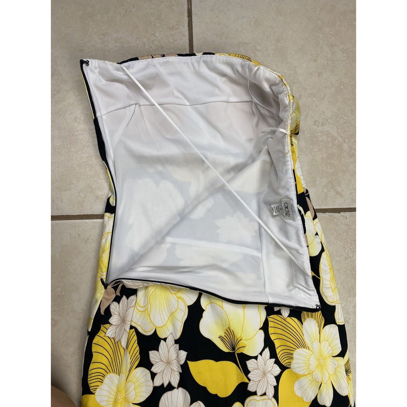 Other VTG Caché Floral Yellow Black White Strapless Dress USA Y2K Size XS / US 0-2 / IT 36-38 - 4 Thumbnail