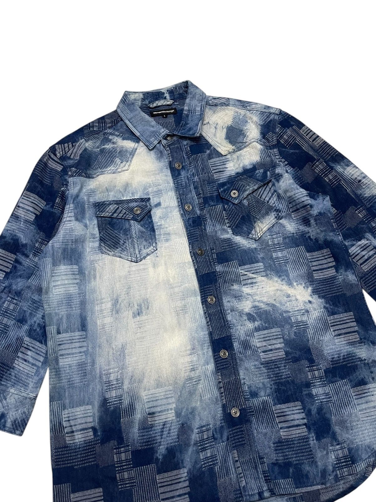 semanticdesign Semantic Design Patchwork Acid Wash Western Denim Shirt Size US L / EU 52-54 / 3 - 3 Thumbnail