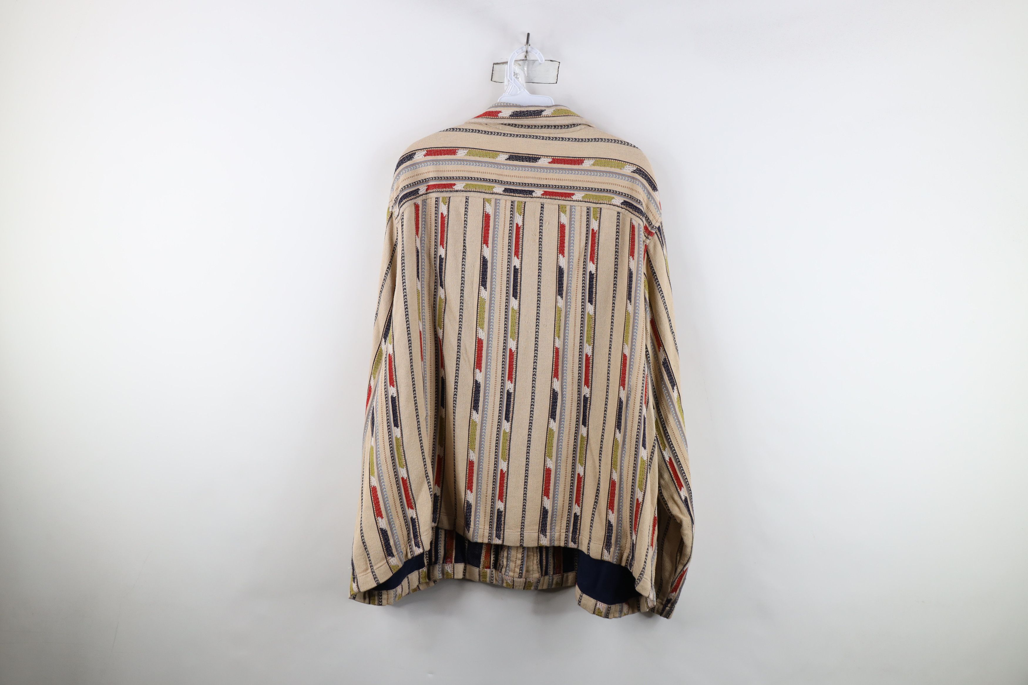 Vintage Vintage 90s Streetwear Striped Knit Button Shirt Jacket Size 4XL / US 24-26 - 13 Thumbnail