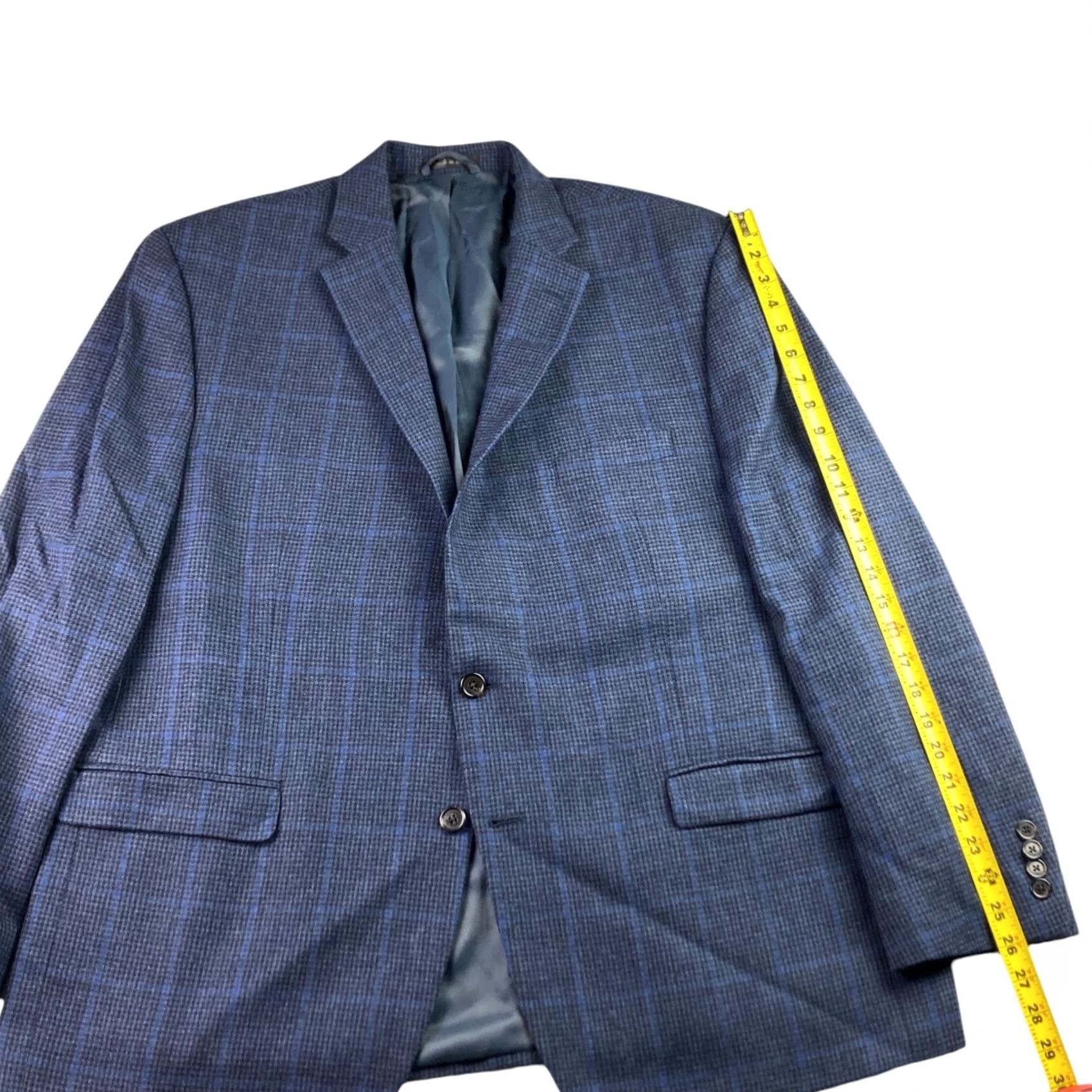 Ralph Lauren VINTAGE? No. Lauren Ralph Lauren LRL Men's Flannel Blazer Windowpane 48 Navy Blue Wool 2-Button Notch Lapel Jacket Mens Regular Pocket Inner 4-Button? Size 48R - 6 Thumbnail