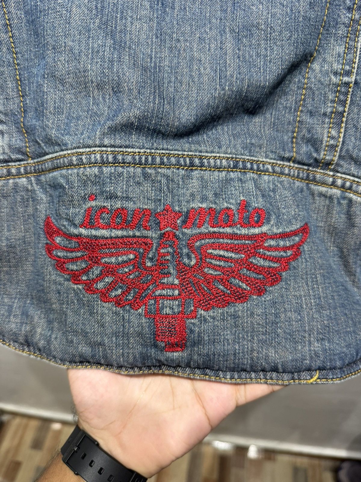Vintage Vintage Icon Strongarm Skull Fire Flames motorcycle jacket Size US XL / EU 56 / 4 - 15 Thumbnail