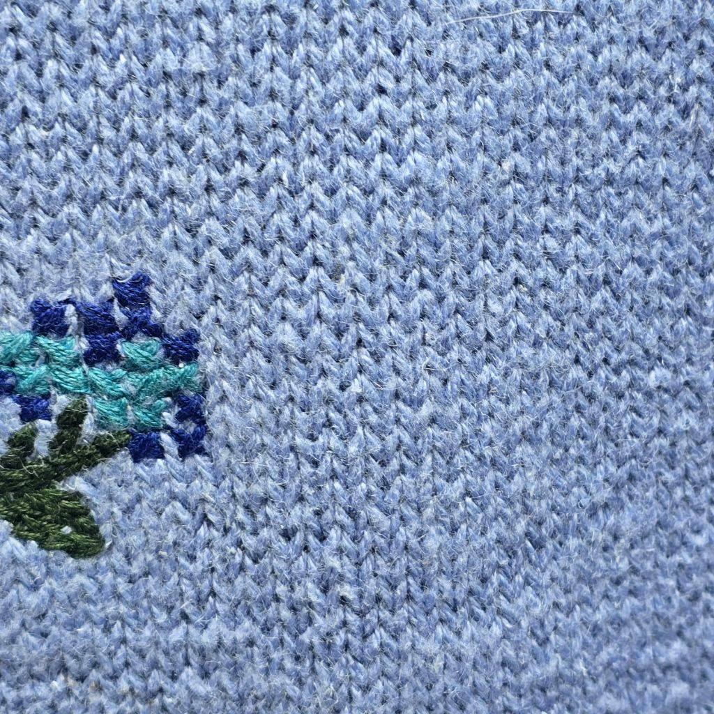 The Unbranded Brand Women's Classic Elements Blue Floral Embroidered Cardigan L Size L / US 10 / IT 46 - 3 Thumbnail