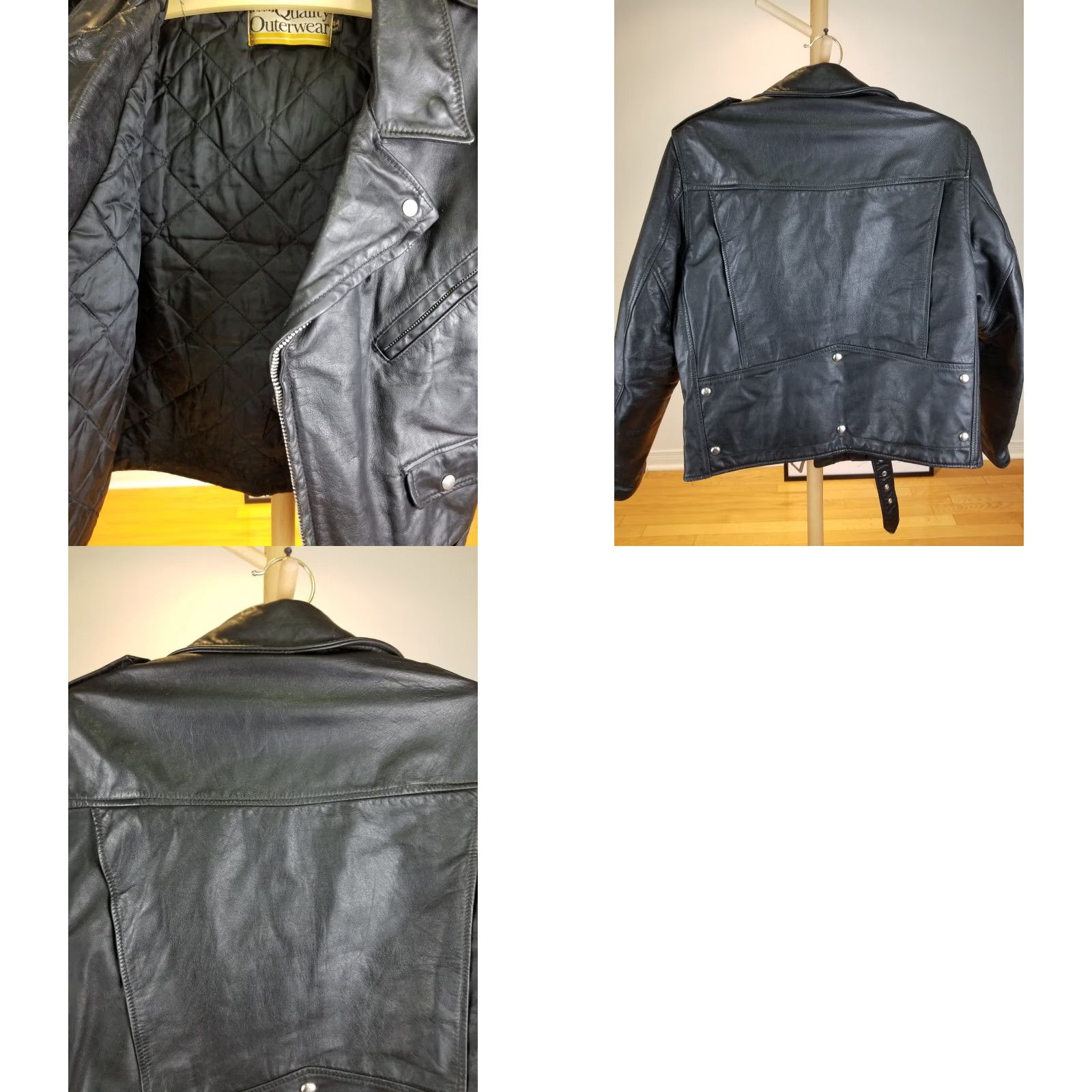 Vintage VINTAGE Montgomery Ward BLACK Motorcycle Leather Jacket SZ 44R Mens Leather Jacket Military 80s Style Motorbike Coat Black 44R Size US S / EU 44-46 / 1 - 8 Thumbnail