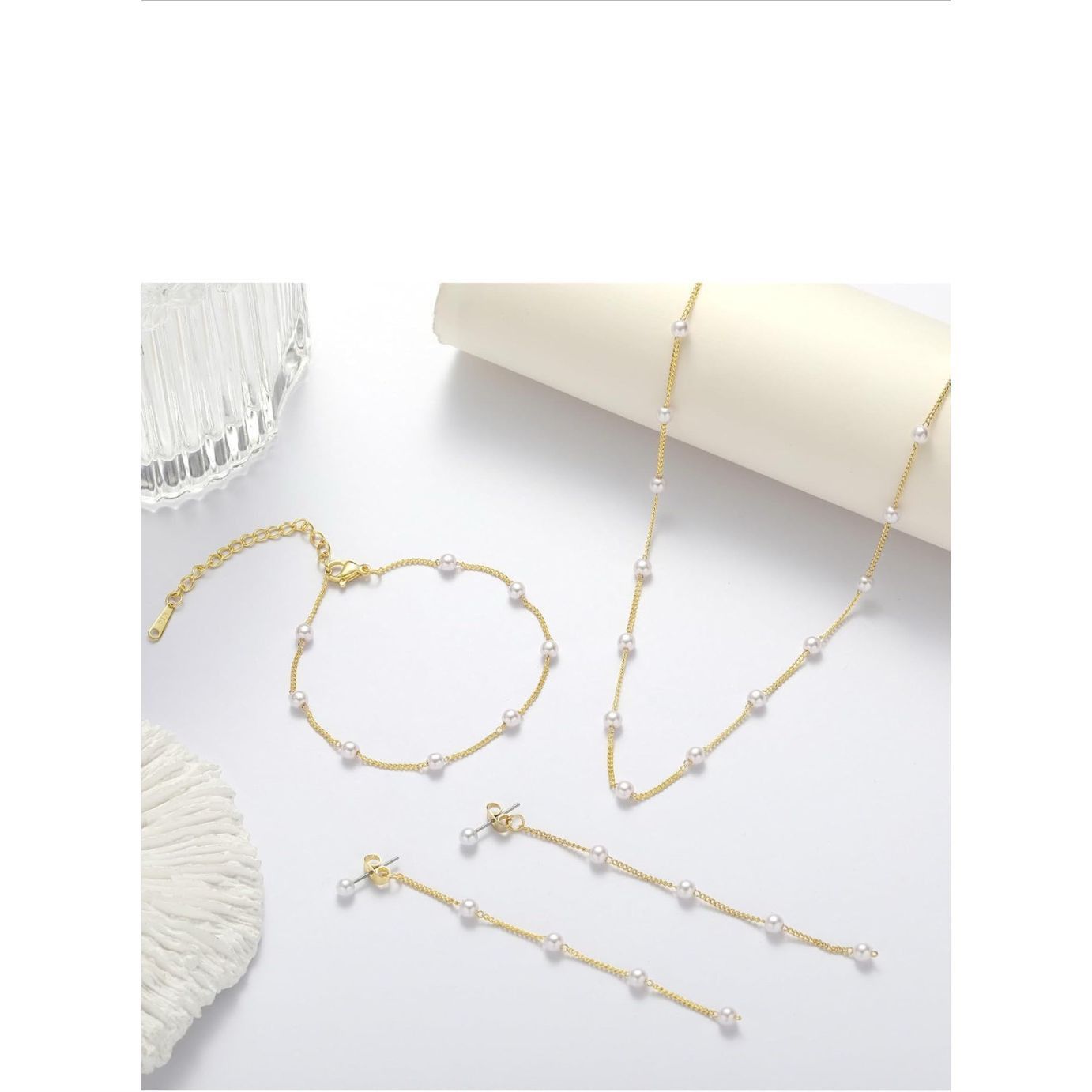 Other 14 K Gold Plated and Faux Pearl Three Piece Jewelry Suite Size ONE SIZE - 4 Thumbnail