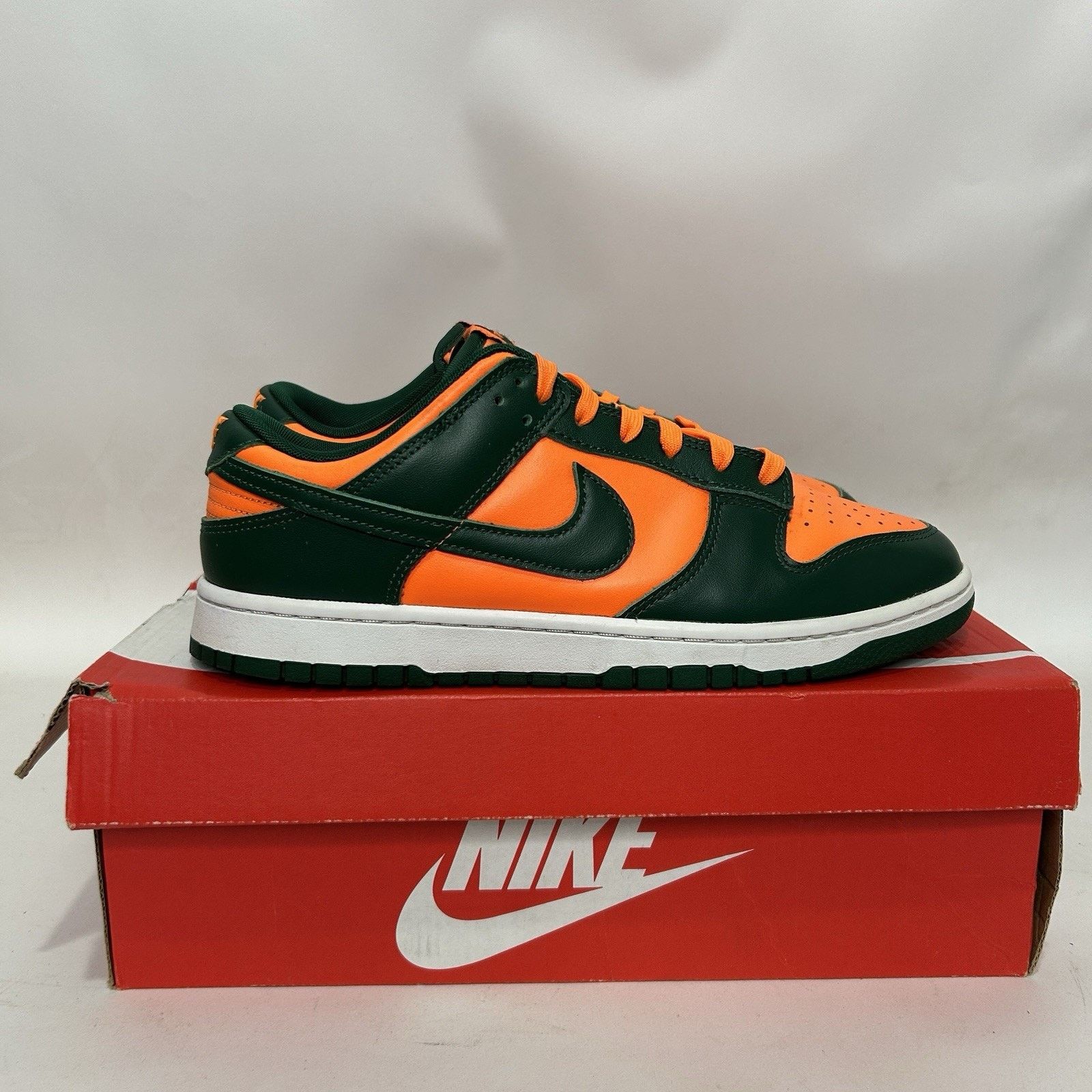 Nike Nike Dunk Low Retro “Miami Hurricanes/Gorge Green” Size US 10 / EU 43 - 4 Thumbnail