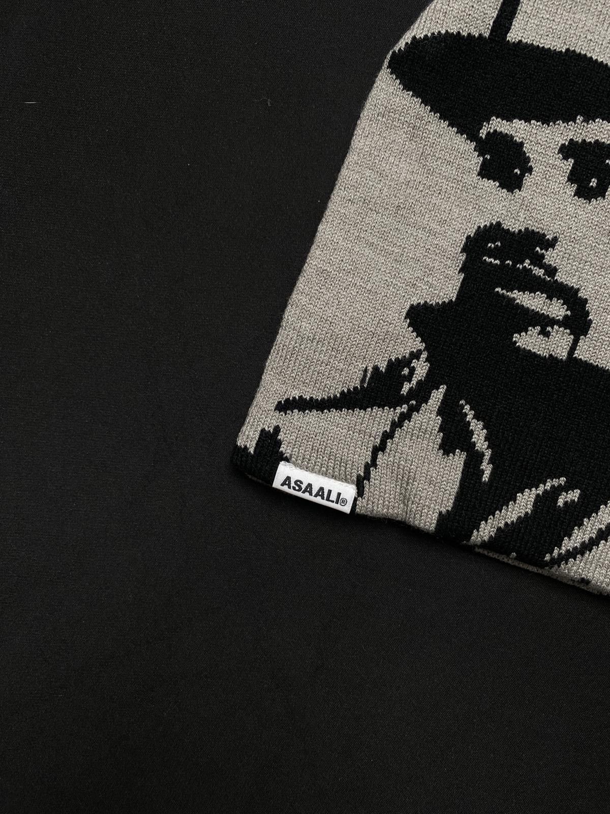 Asaali Rare Asaali Cartel Skully No Cuff Knit Gray Beanie Hats OS Size ONE SIZE - 7 Thumbnail