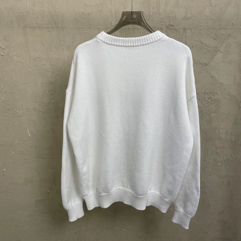 Loewe LOEWE White fleece colored logo round neck knit sweater Size M / US 6-8 / IT 42-44 - 2 Thumbnail