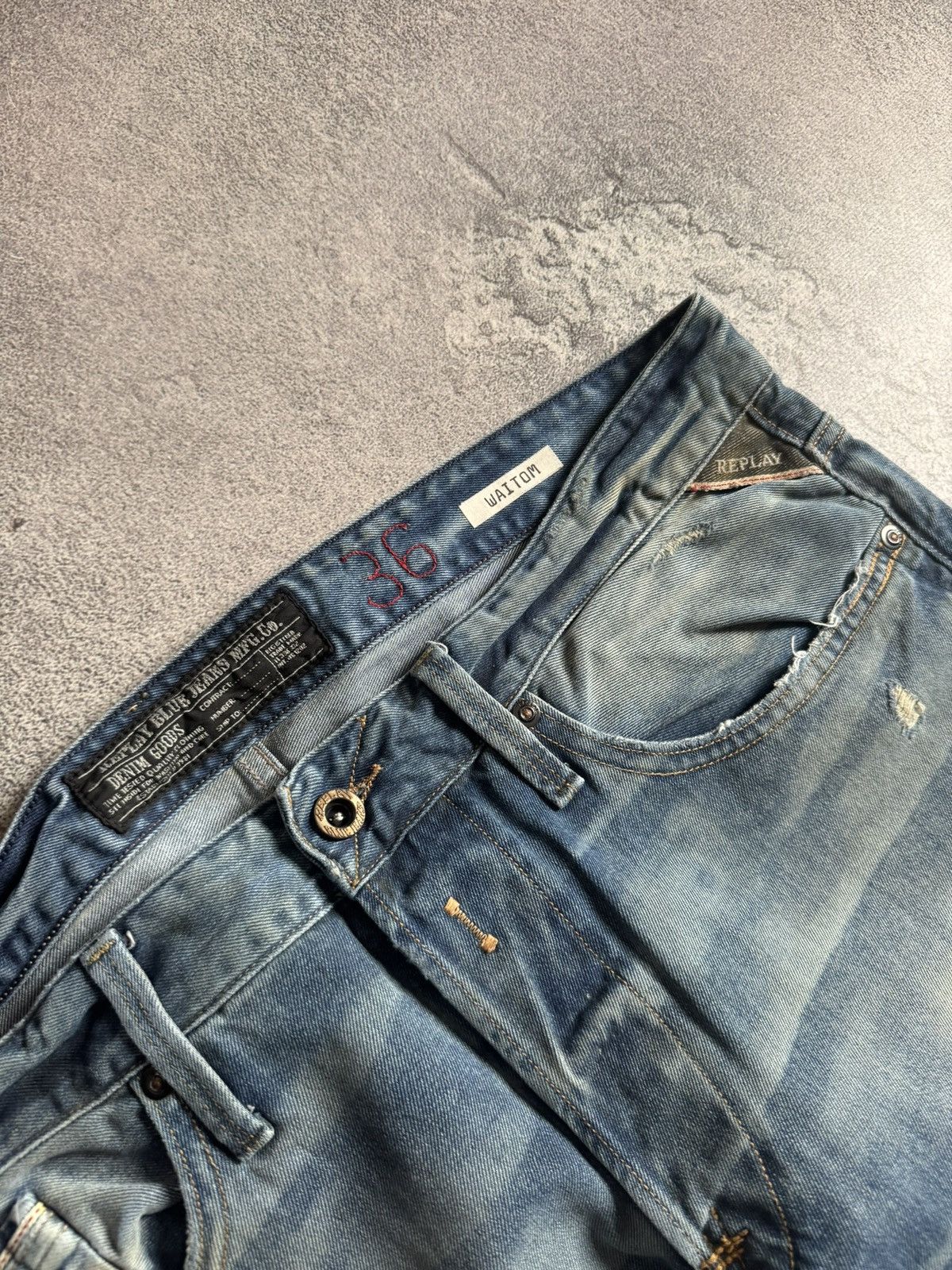 Replay Replay 36/34 Waitom distressed jeans pants trousers 👖 Y2K Size US 36 / EU 52 - 4 Thumbnail