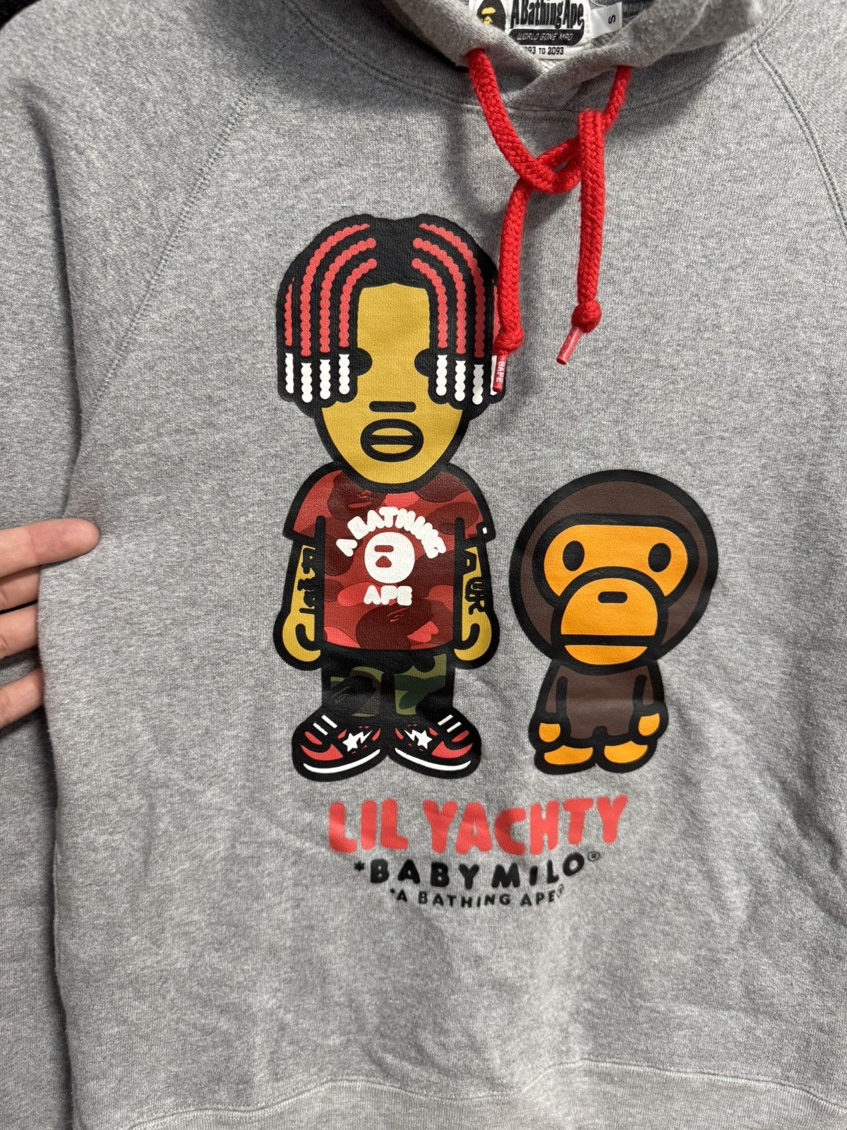 Bape Mens Bape x Lil Yachty Baby Milo Gray Hoodie Size S Pullover Size US S / EU 44-46 / 1 - 5 Thumbnail