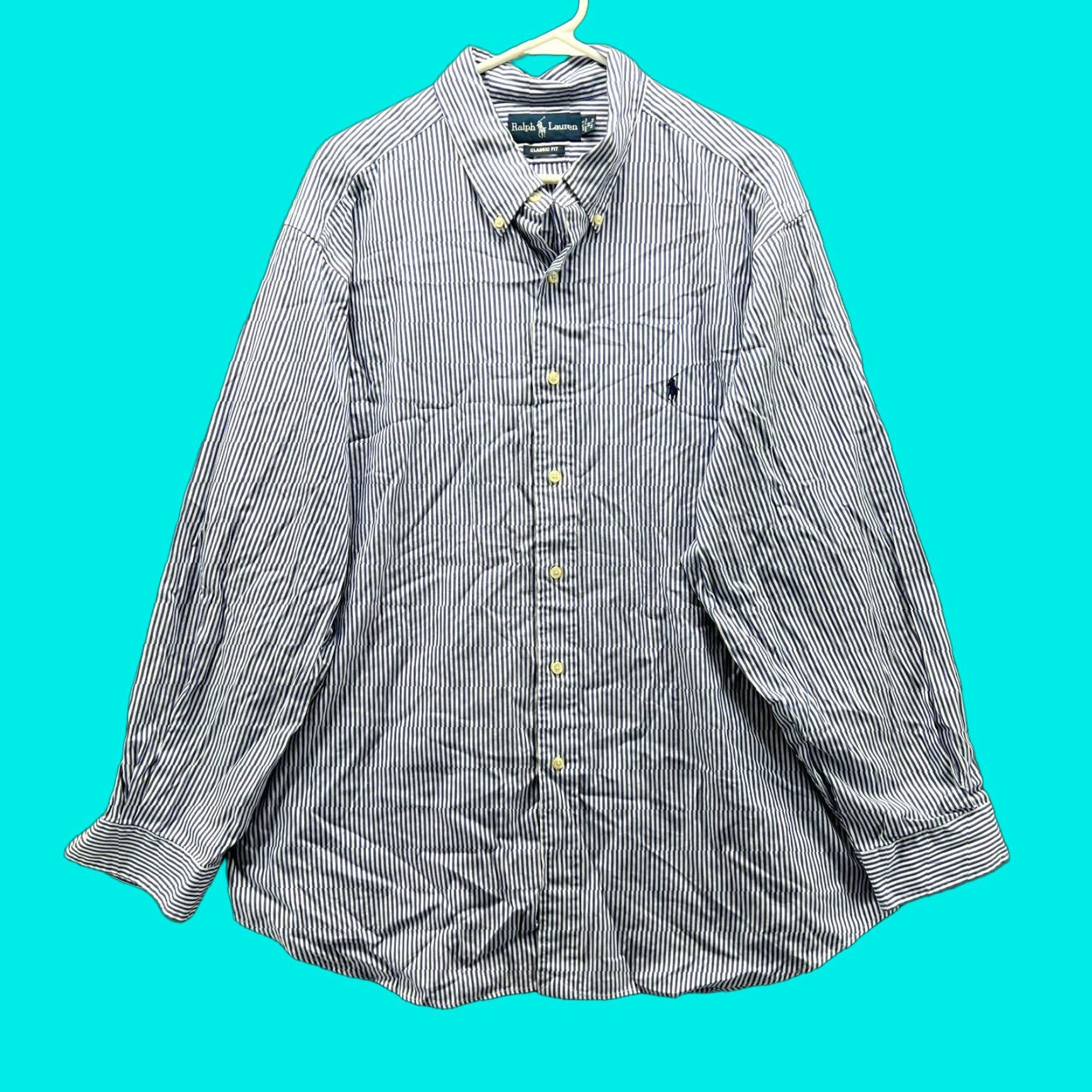 Ralph Lauren VINTAGE Ralph Lauren Shirt Mens 18 34/35 Blue Striped Button-Down Seersucker Shirt Mens 18 34/35 Blue Striped Button-Down Seersucker Size US XXL / EU 58 / 5 - 1 Thumbnail