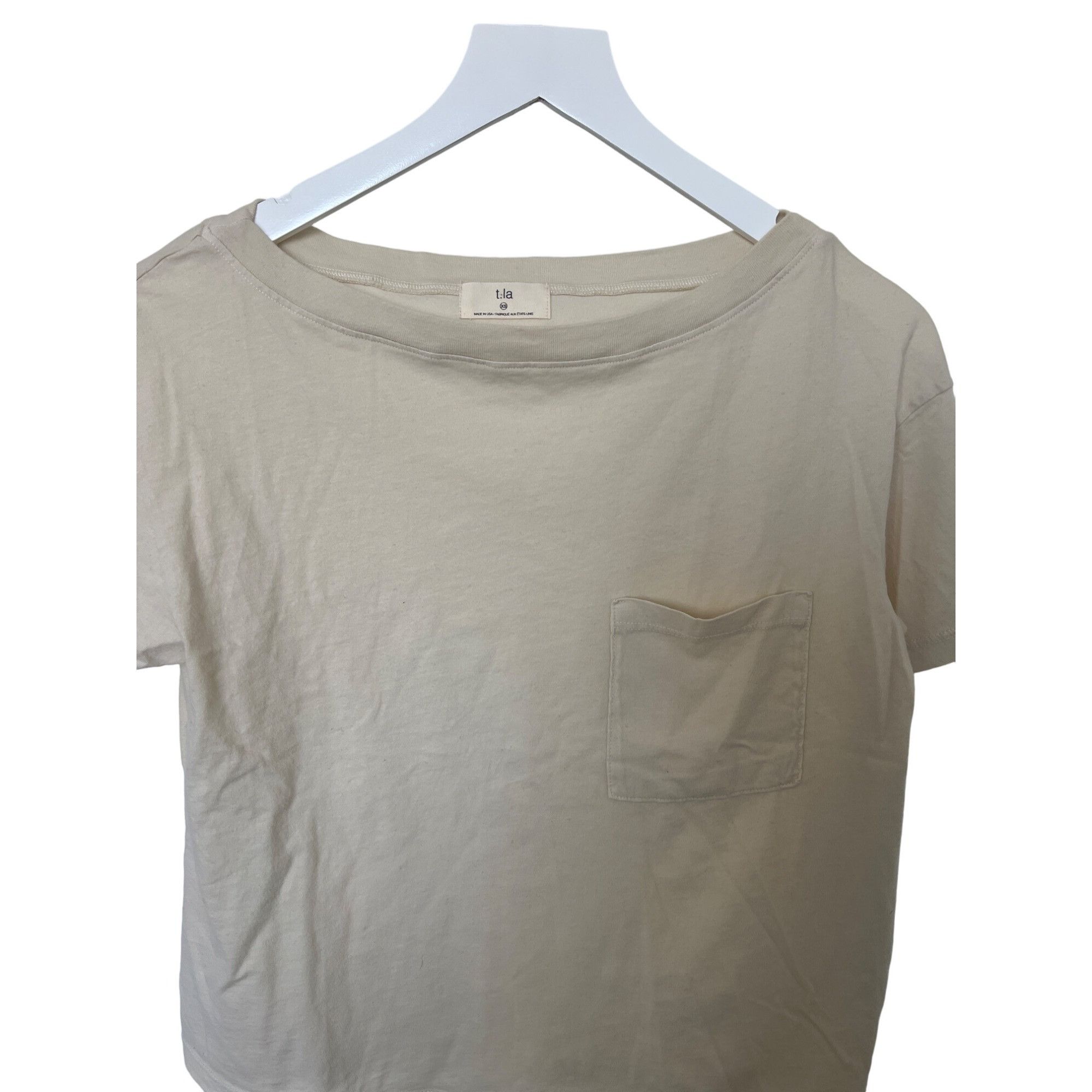 Anthropologie T.La Nalani Cream Boat Neck Tee Size XS / US 0-2 / IT 36-38 - 3 Thumbnail