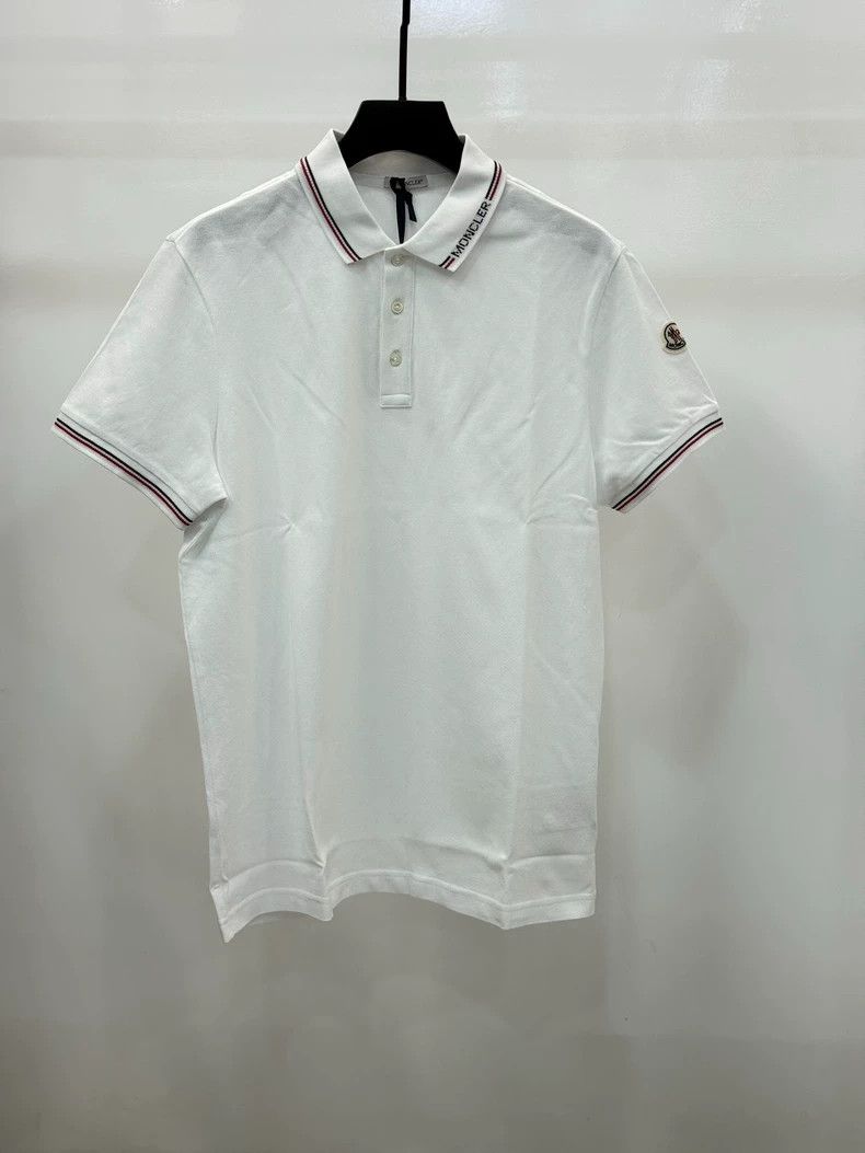 Moncler Moncler Men's White Striped Short Sleeve Polo Size US L / EU 52-54 / 3 - 1 Thumbnail
