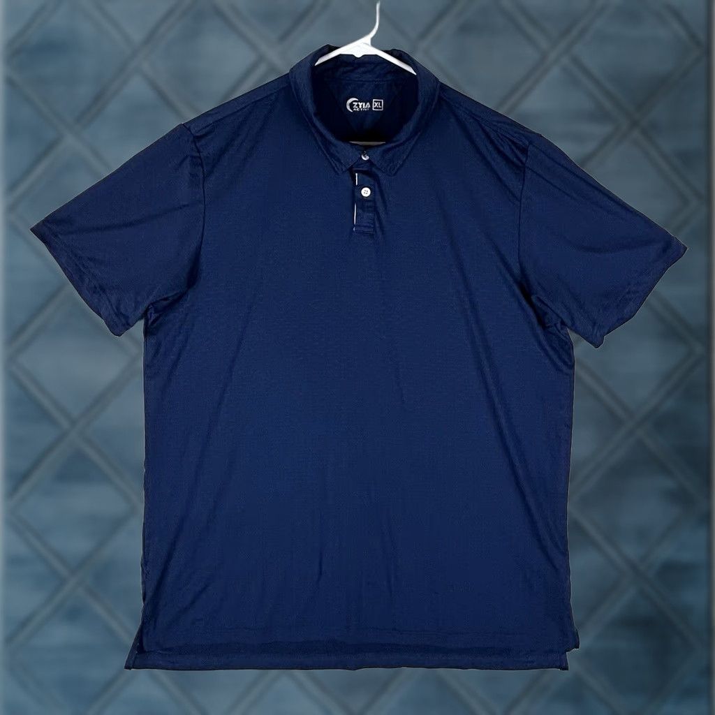 Vintage Zyia Active Polo Shirt Mens XL Blue Short Sleeve Collared Performance Golf Activewear Shirt Size US XL / EU 56 / 4 - 1 Thumbnail