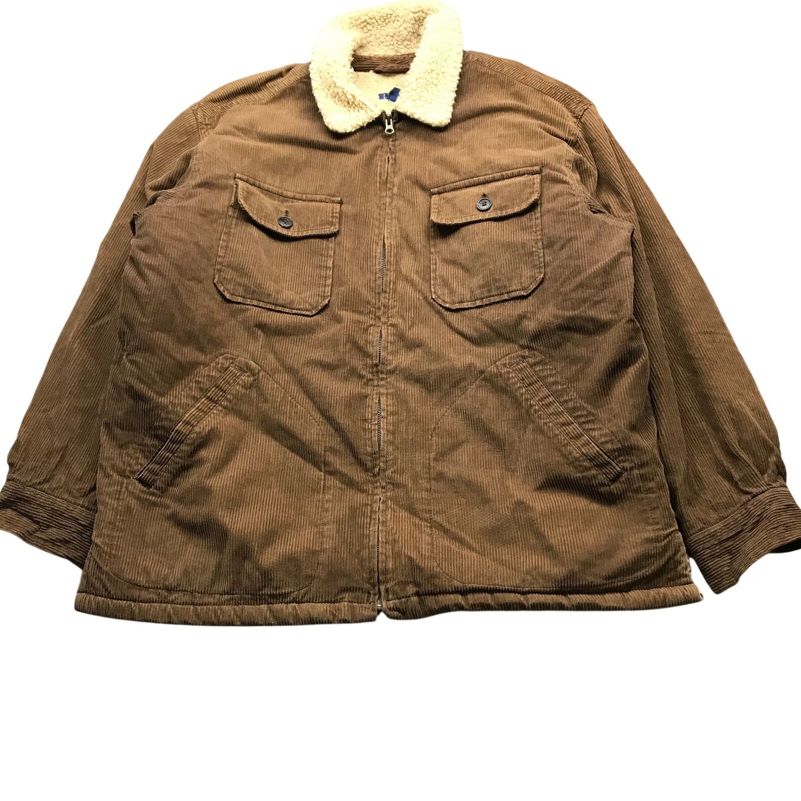 J.Crew Vintage J Crew Sherpa Lined Corduroy Jacket Men Large Brown Size US L / EU 52-54 / 3 - 1 Thumbnail
