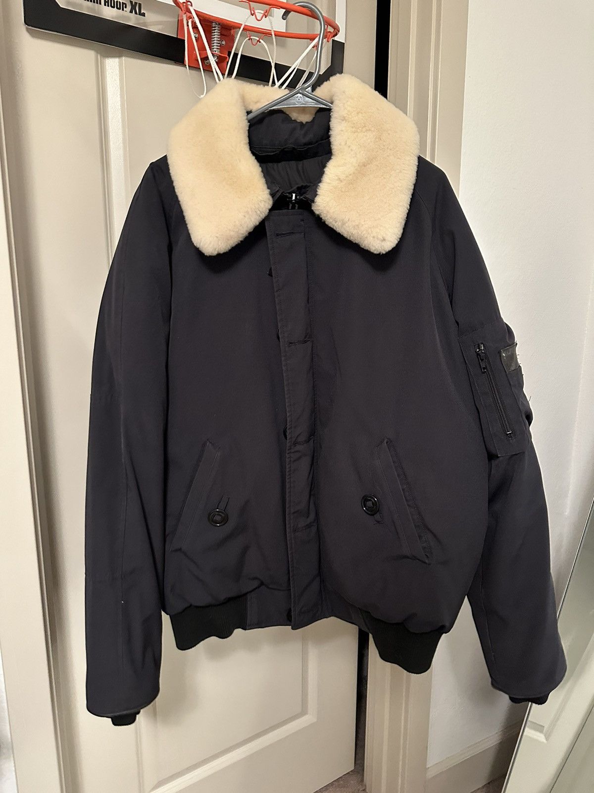 image of Canada Goose Foxe Shearling Bomber Jacket in Navy, Men's (Size XL)