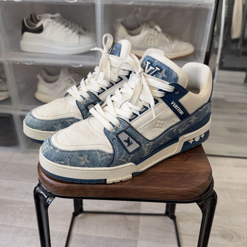 Louis Vuitton Louis Vuitton Denim Leather Low-Top Sneakers 0089 Size US 9 / EU 42 - 1 Thumbnail