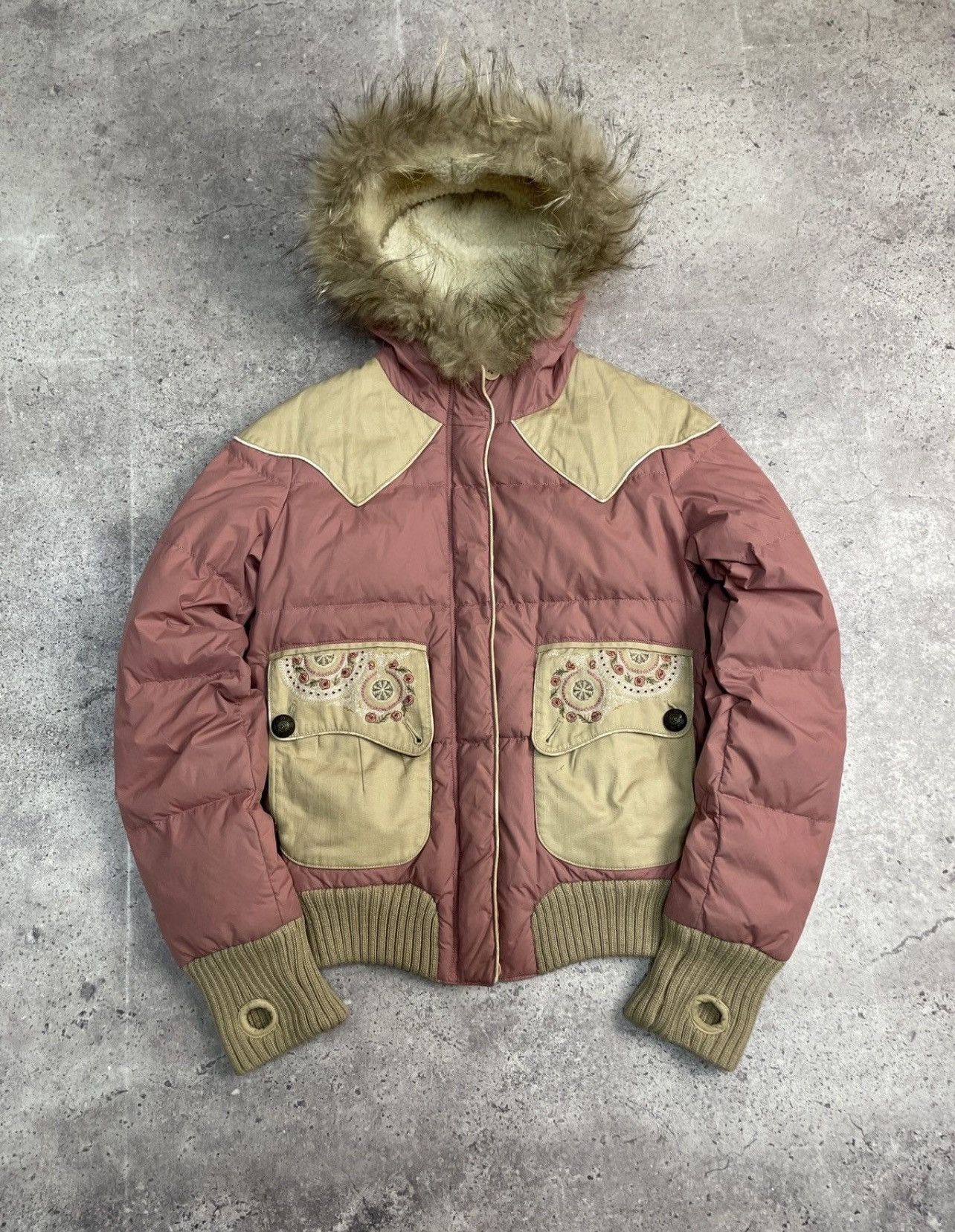 Le Grande Bleu (L.G.B.) Vintage Y2K Parasuco Cult Faux Fur Trim Girly Puffer Jacket Size S / US 4 / IT 40 - 1 Thumbnail